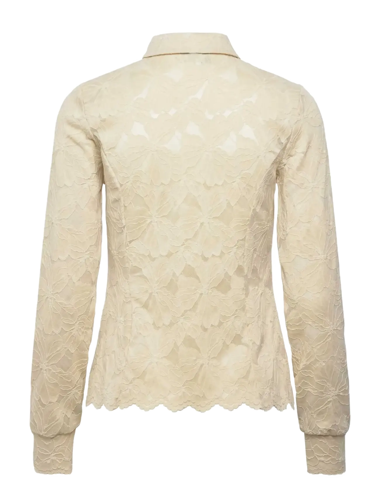 Rosemunde - RWFiona LS Lace Shirt - langärmlige hemden - beige - 1