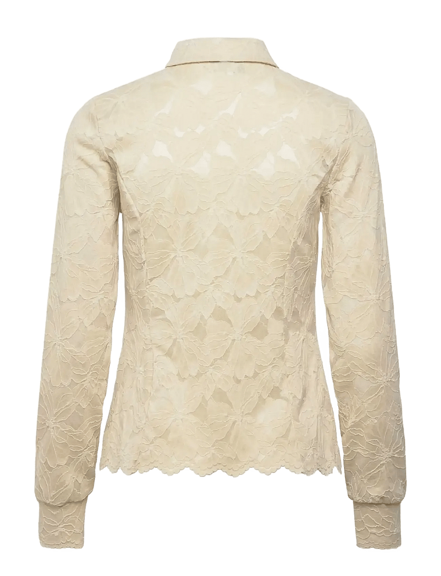Rosemunde - RWFiona LS Lace Shirt - langärmlige hemden - beige - 1