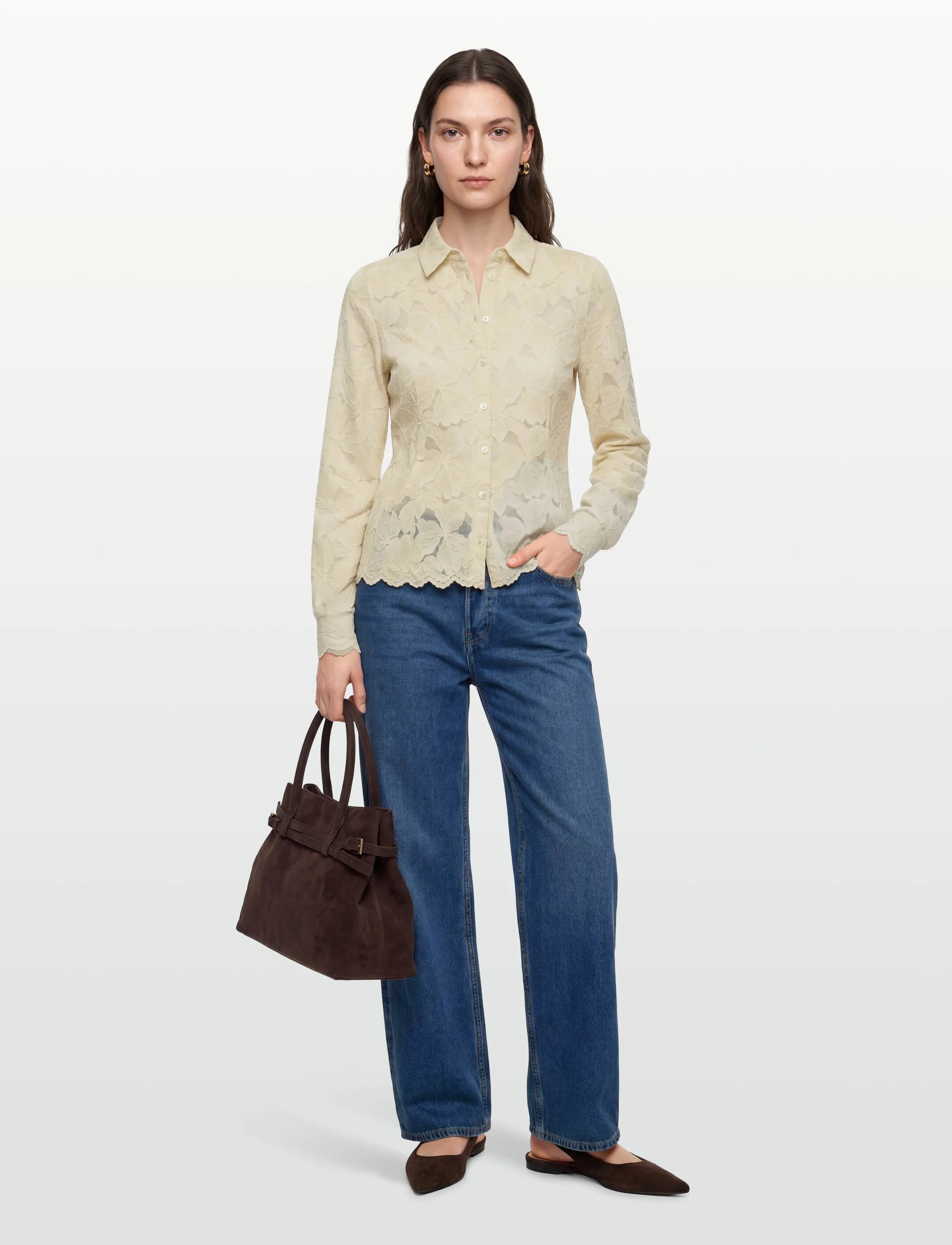 Rosemunde RWFiona LS Lace Shirt - Krekli - BEIGE / cream