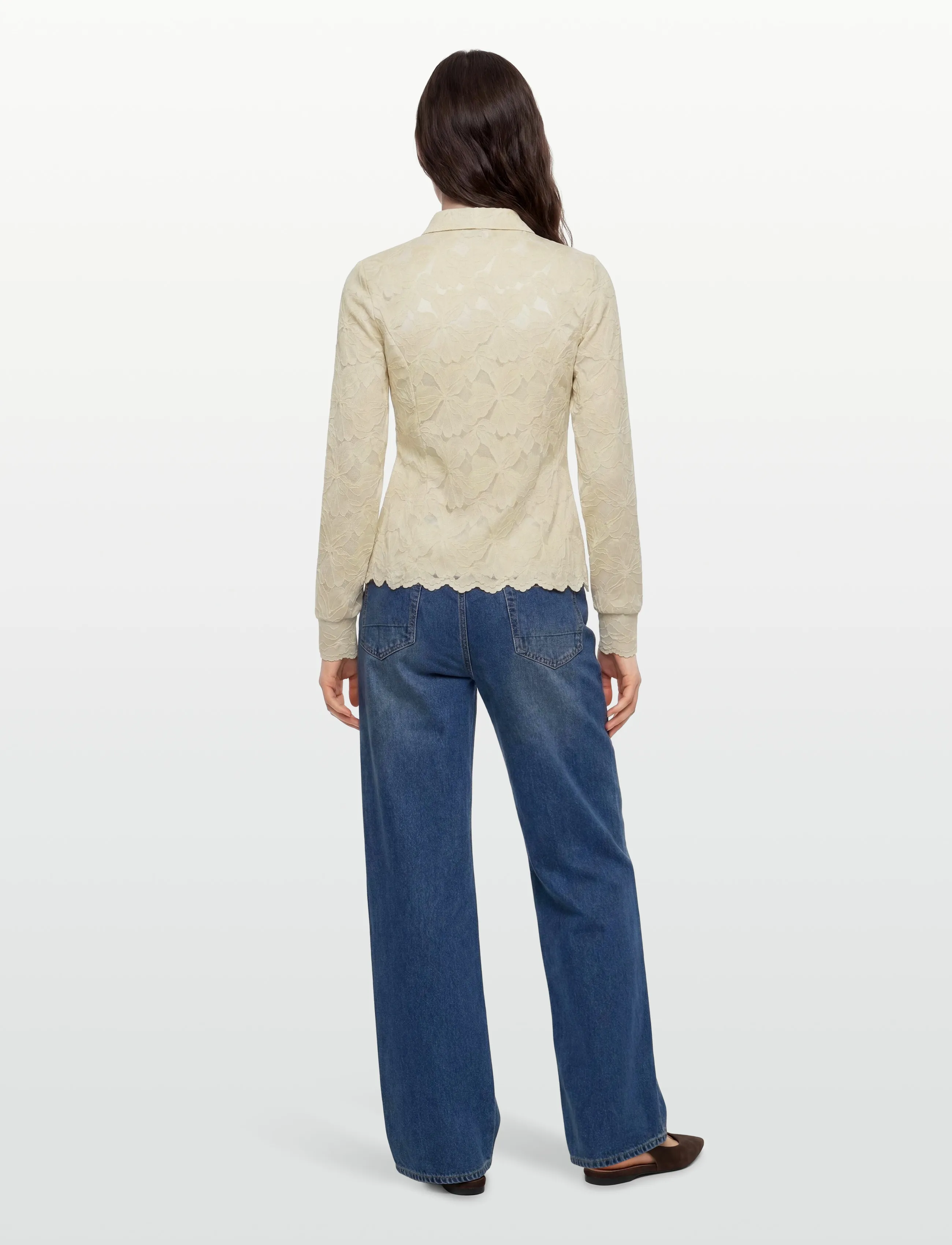 Rosemunde - RWFiona LS Lace Shirt - pikkade varrukatega särgid - beige - 4