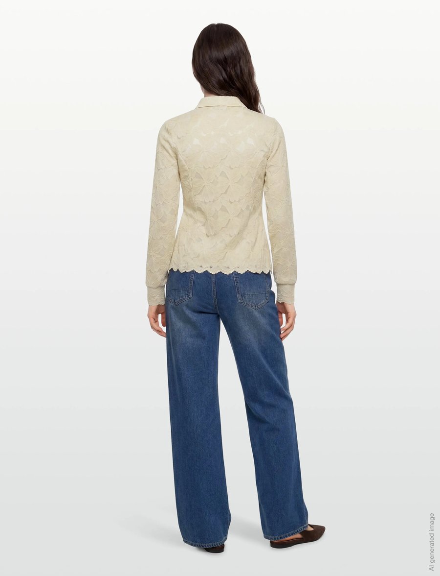 Rosemunde - RWFiona LS Lace Shirt - langärmlige hemden - beige - 4