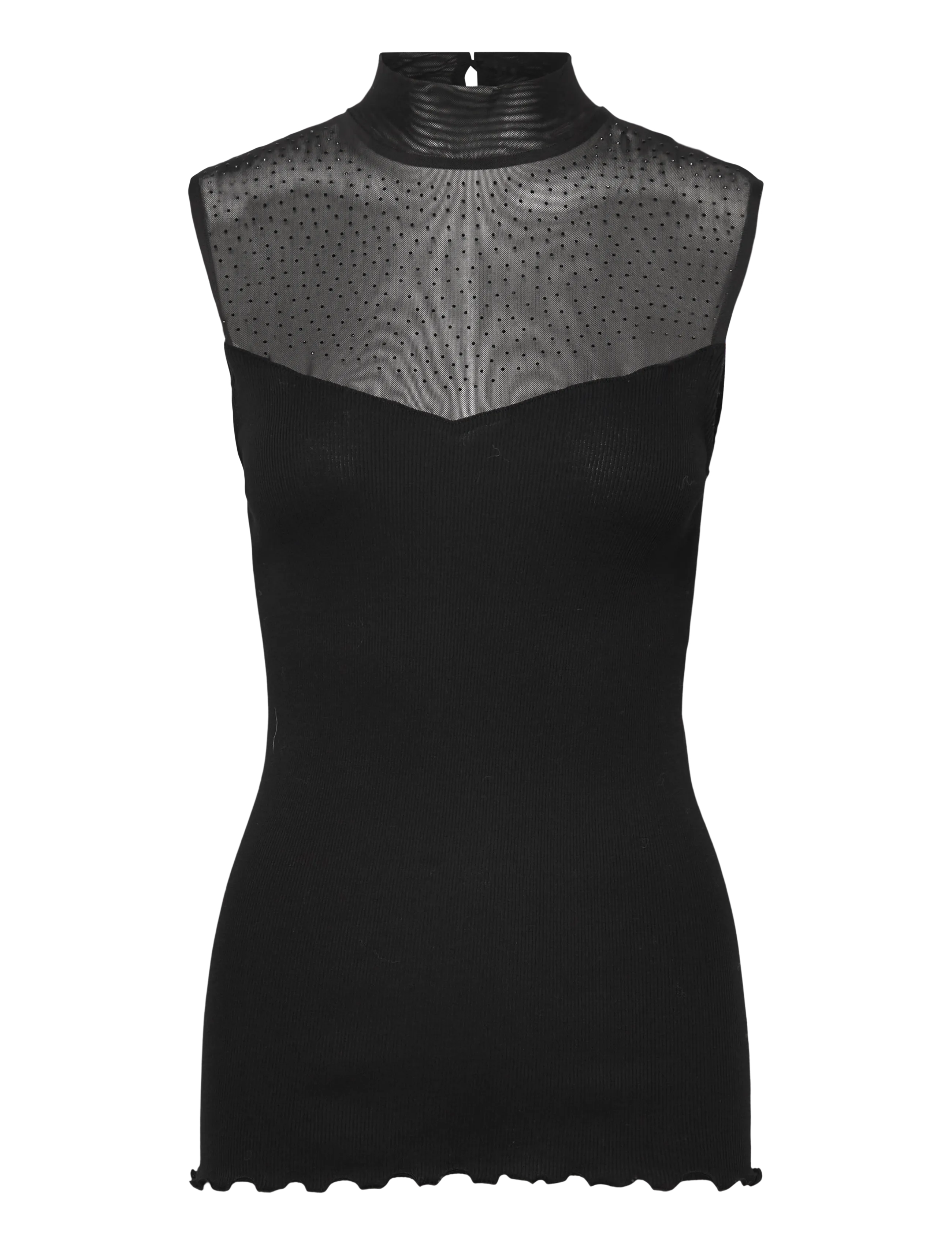 Rosemunde RWBernadine Organic SL Lace T-neck - Knitwear - BLACK / black