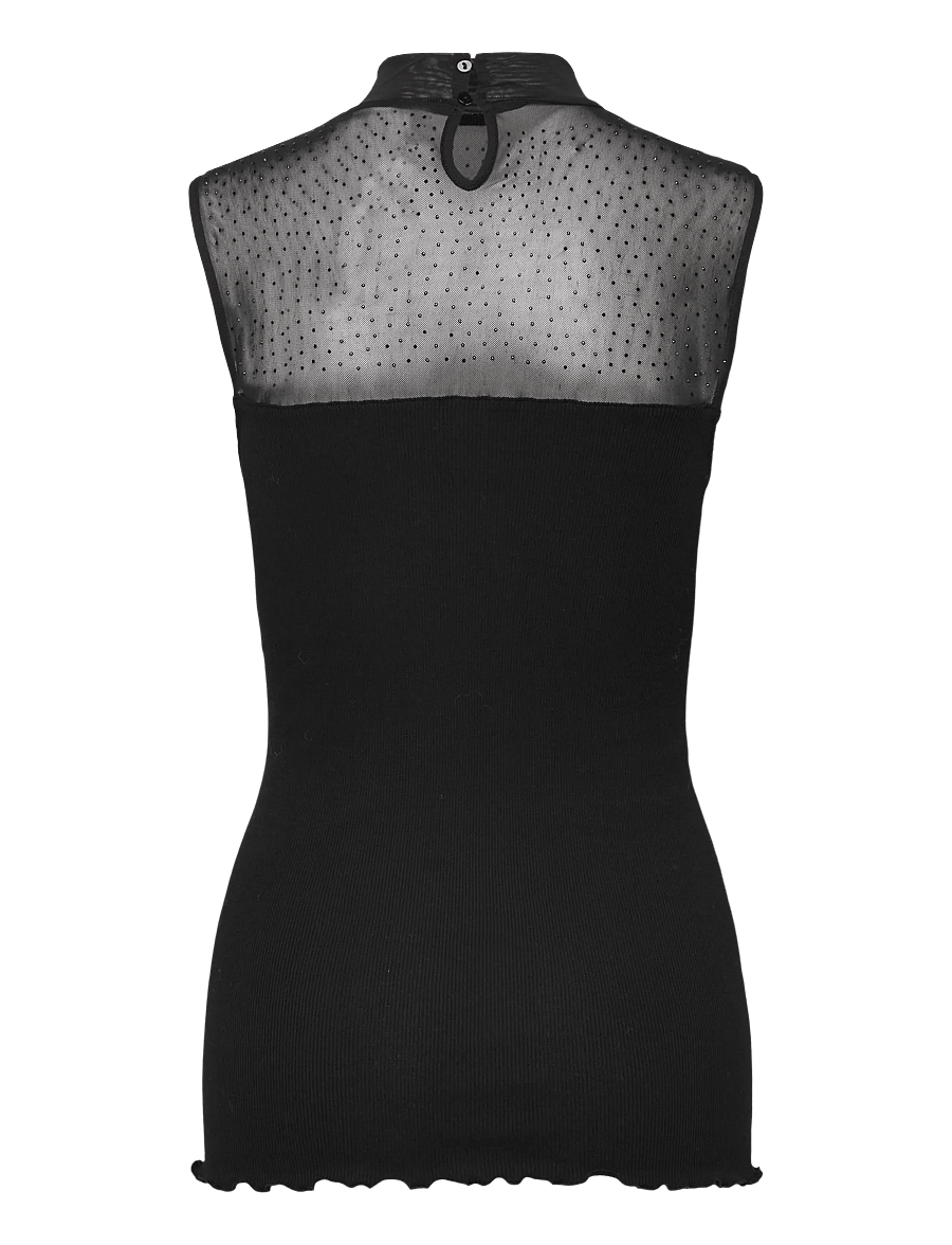 Rosemunde - RWBernadine Organic SL Lace T-neck - golfai - black - 1