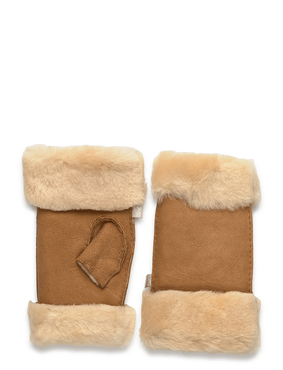 Rosemunde - RHSydney Shearling Half Mittens - leðurhanskar - almond - 0