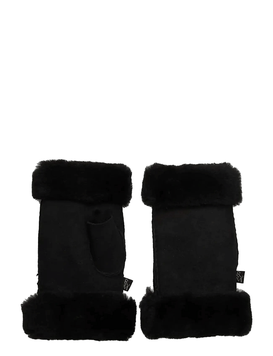 Rosemunde - RHSydney Shearling Half Mittens - skinnhandskar - black - 0