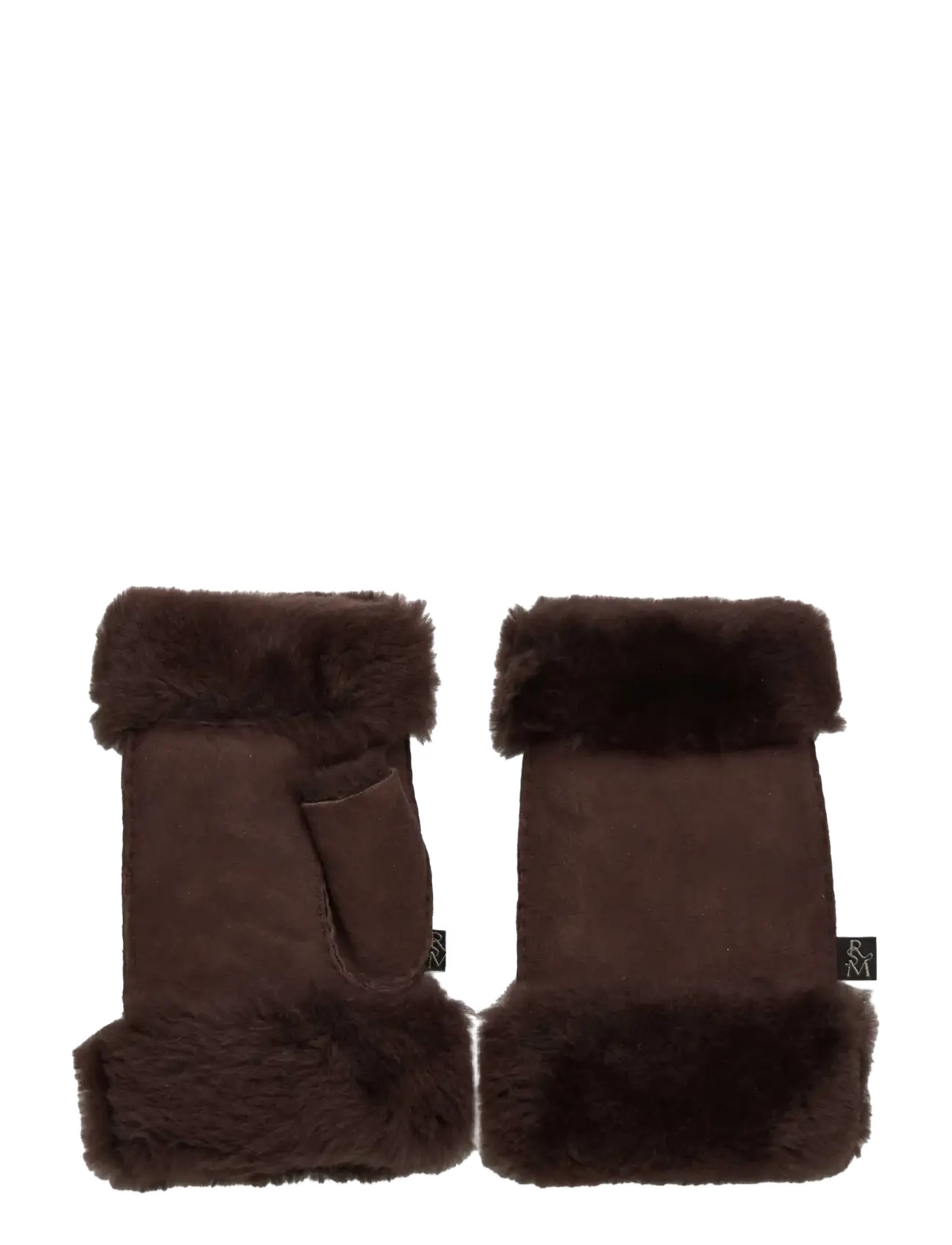 Rosemunde - RHSydney Shearling Half Mittens - thumb gloves - coffee brown - 1