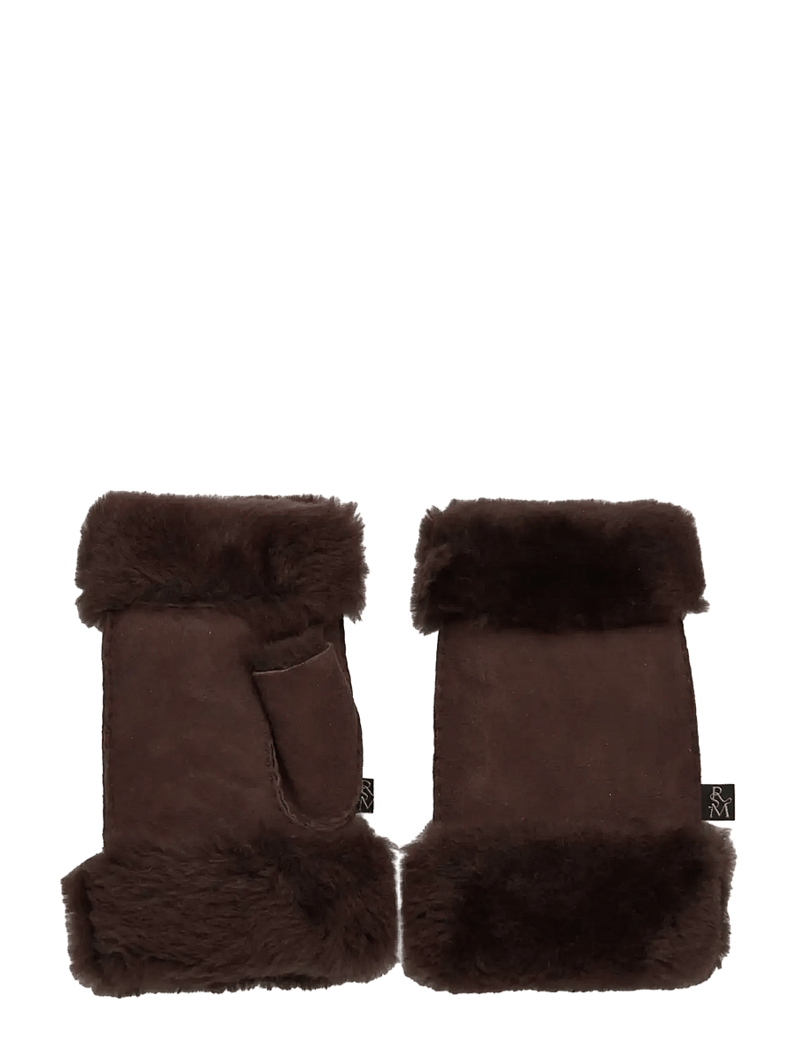 Rosemunde - RHSydney Shearling Half Mittens - læderhandsker - coffee brown - 1