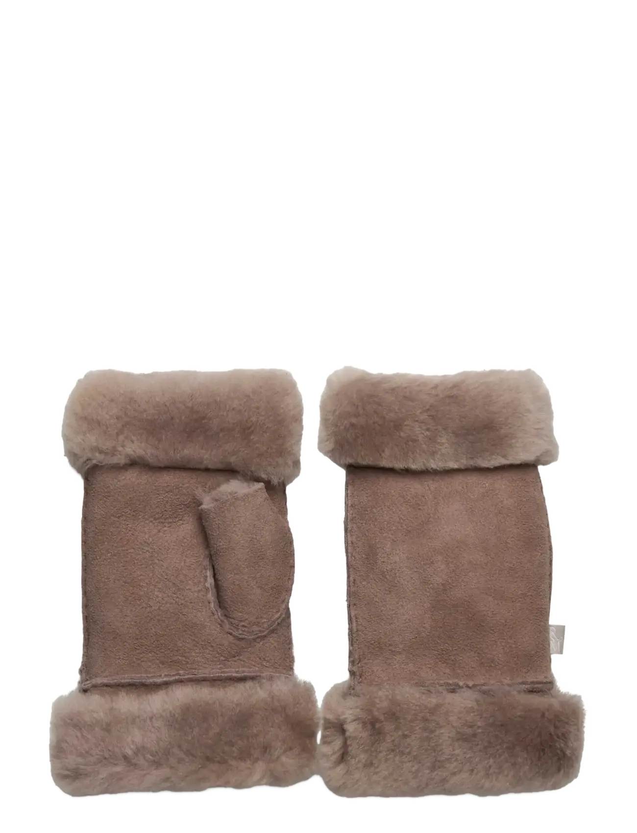 Rosemunde RHSydney Shearling Half Mittens - Leather gloves - ELK BROWN / brown