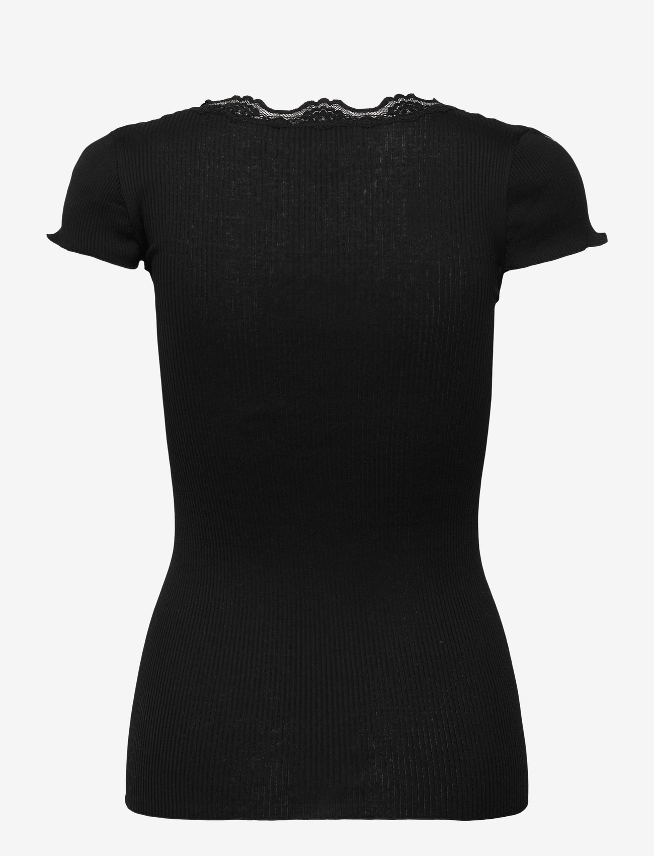 Rosemunde - RWBeatha Silk Capsleeve Button T-shirt - t-shirts - black - 2