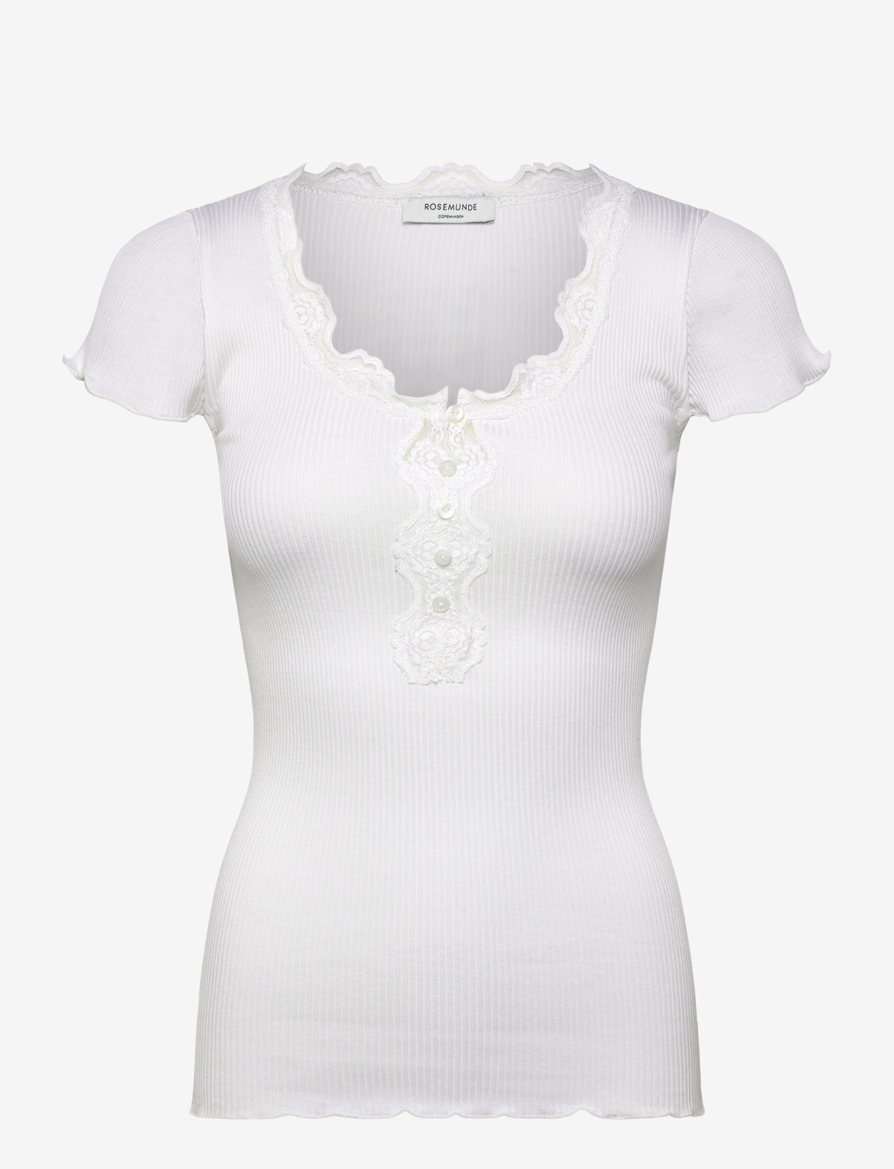Rosemunde - RWBeatha Silk Capsleeve Button T-sh - t-shirts - new white - 0