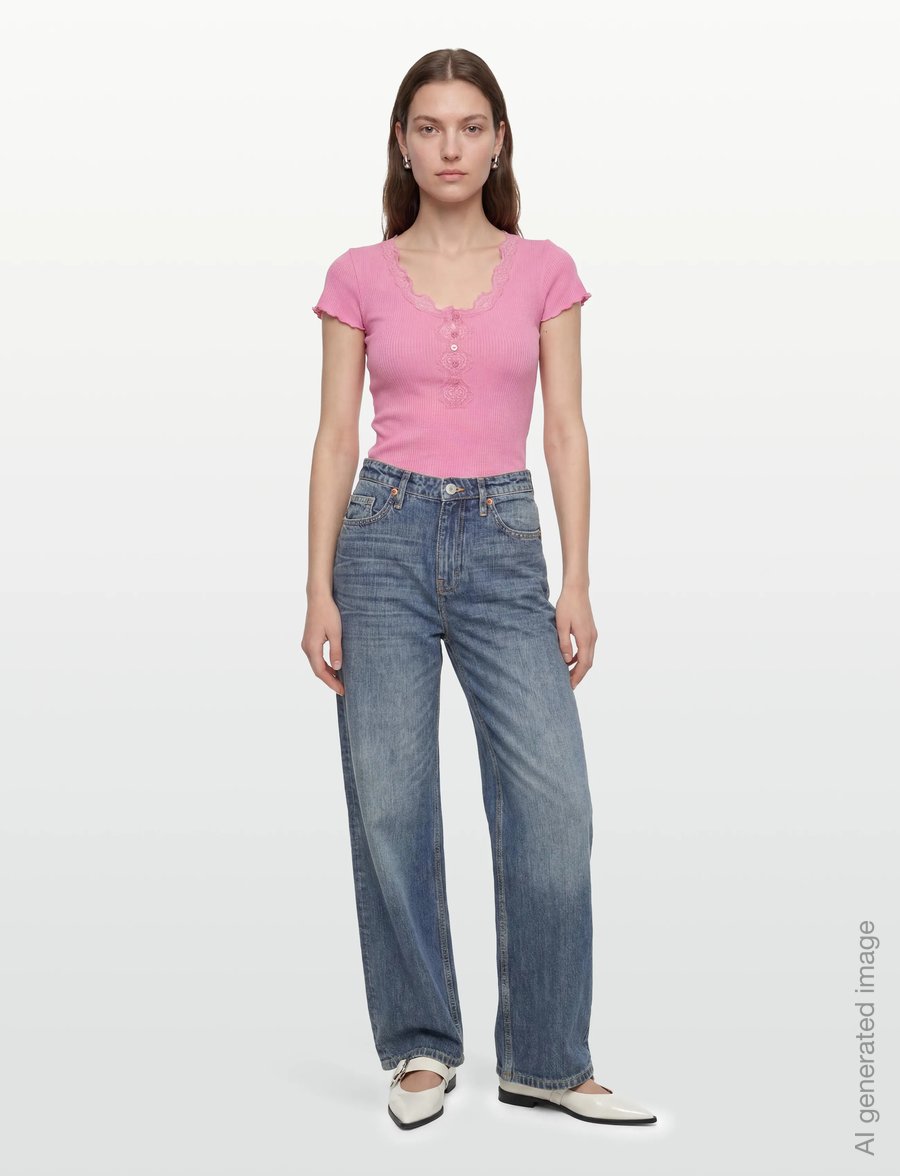 Rosemunde - RWBeatha Silk Capsleeve Button T-shirt - t-shirts - sea pink - 0
