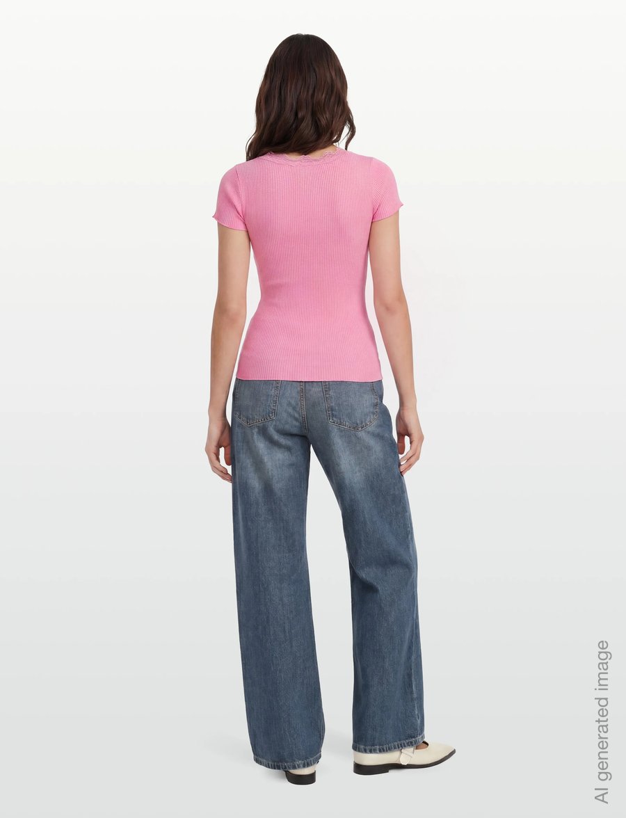 Rosemunde - RWBeatha Silk Capsleeve Button T-shirt - t-shirts - sea pink - 4