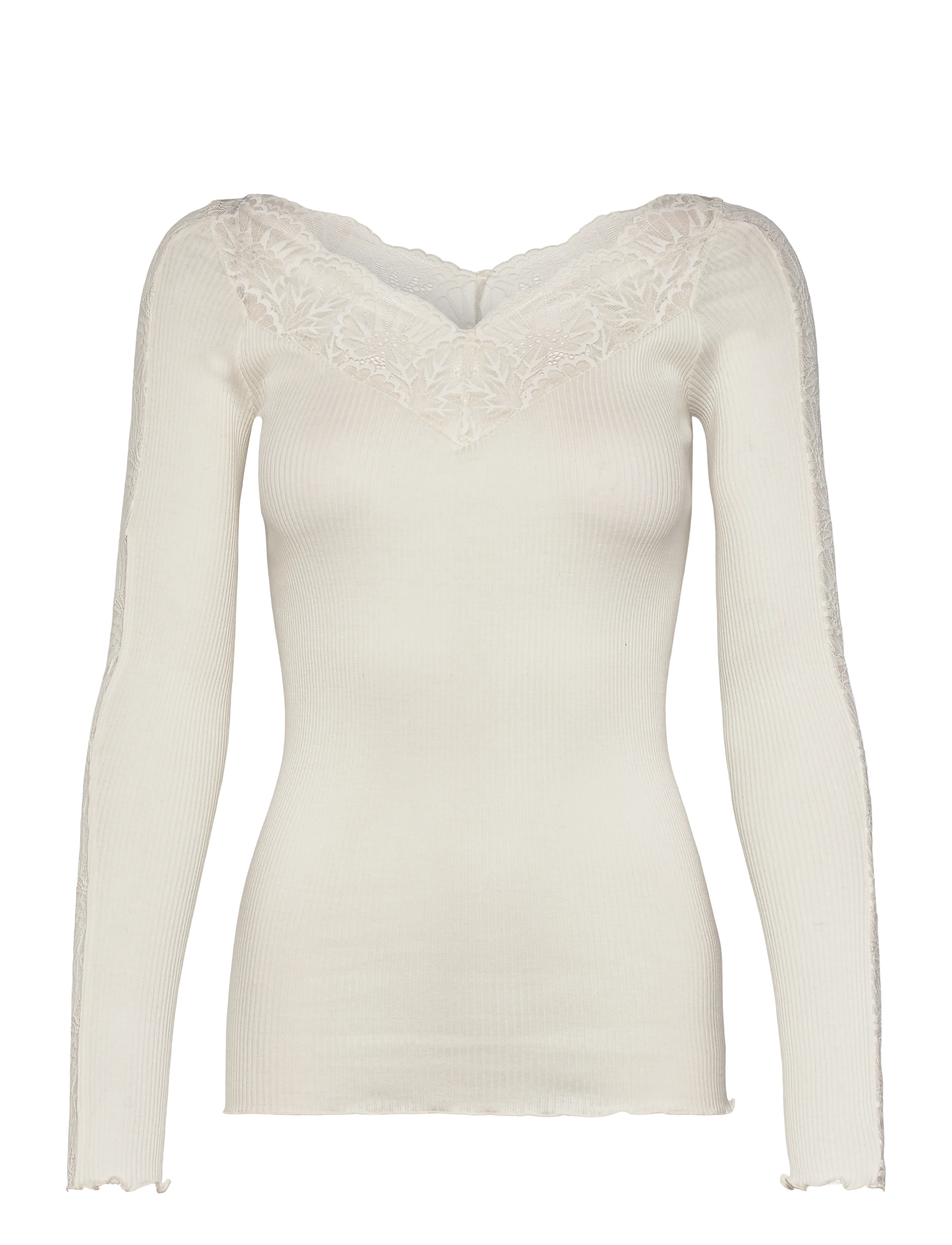 Rosemunde RWBeatha Silk LS Lace T-shirt - Kampagne - IVORY / cream