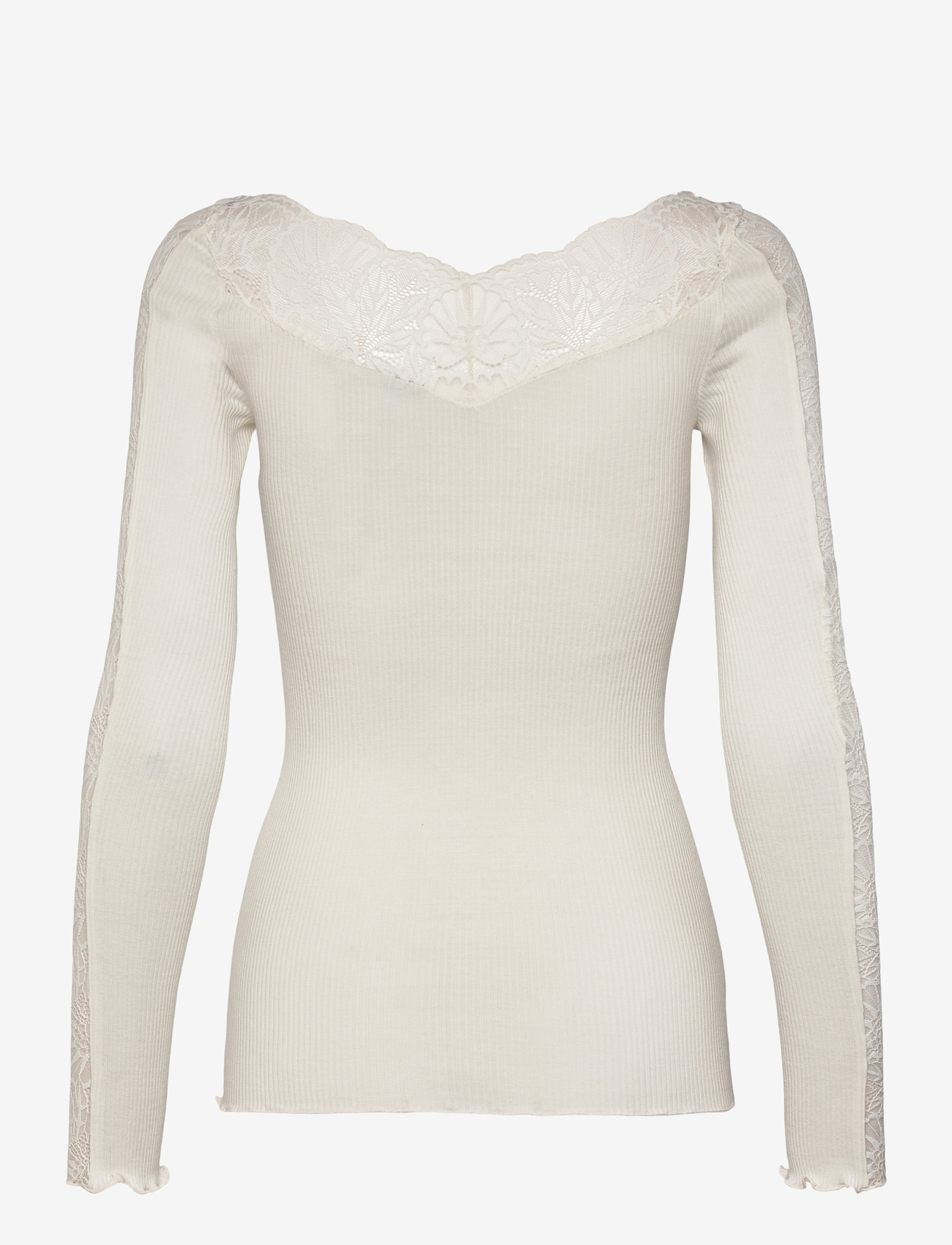 Rosemunde - RWBeatha Silk LS Lace T-shirt - langærmede bluser - ivory - 2