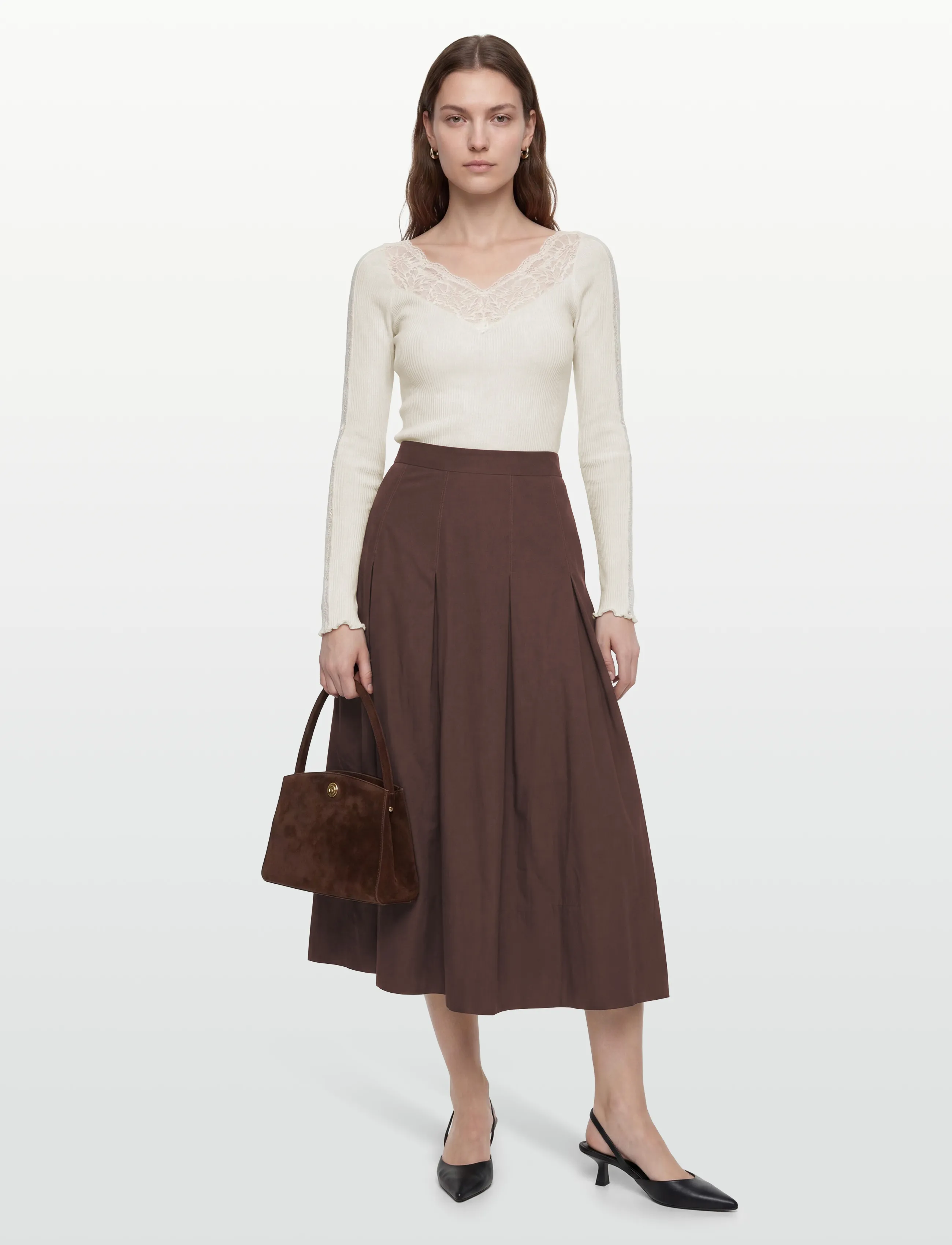 Rosemunde RWBeatha Silk LS Lace T-shirt - Blusen - IVORY / cream