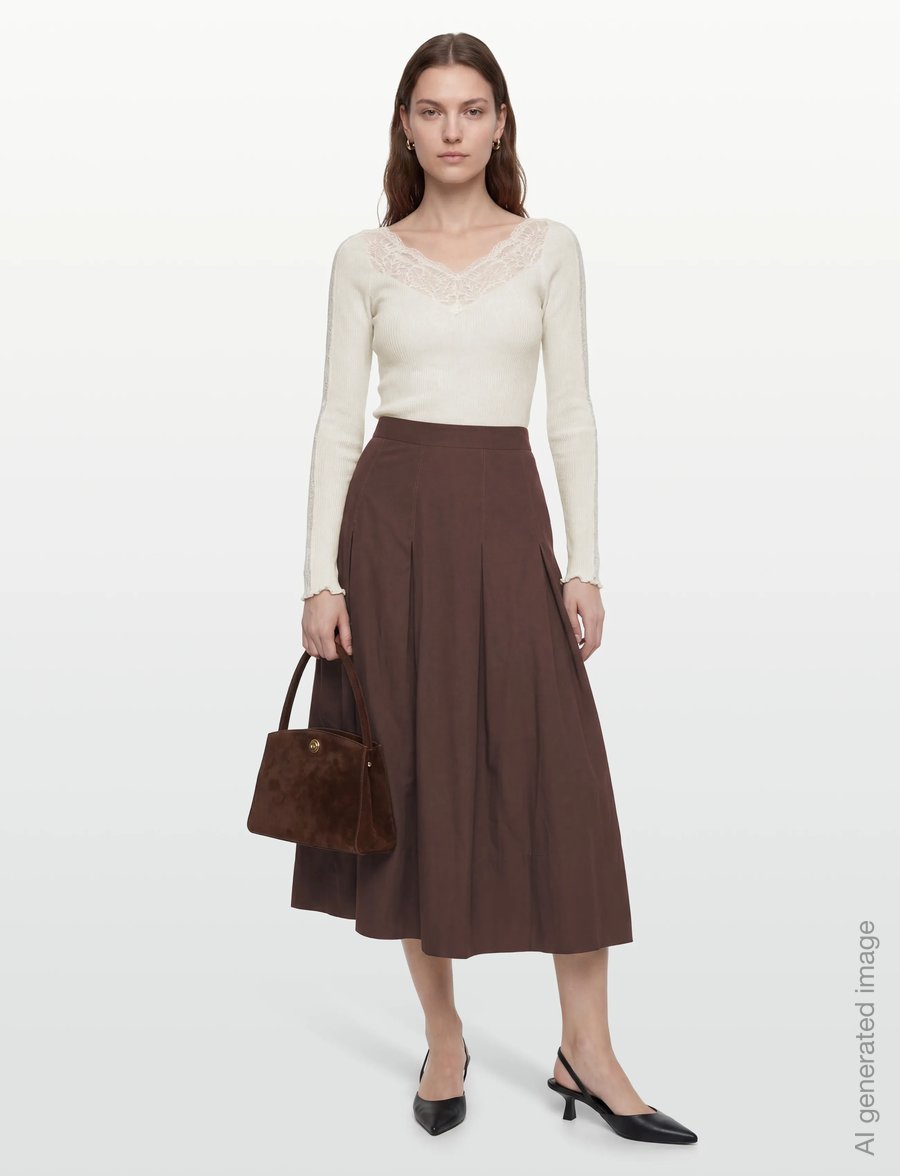 Rosemunde - RWBeatha Silk LS Lace T-shirt - langärmelige blusen - ivory - 0