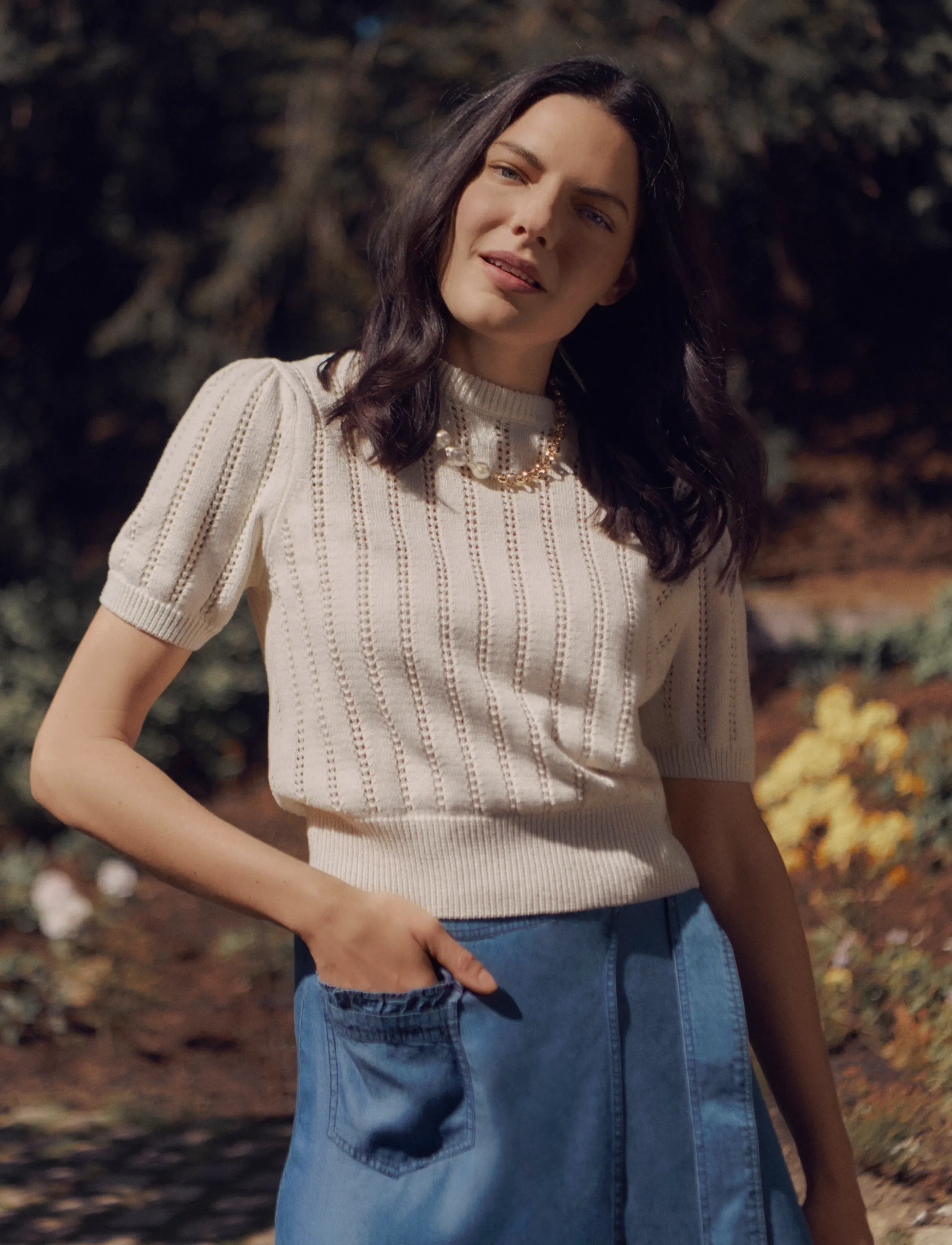 Rosemunde RWEmilie SS O-neck Pullover - T-skjorter - TURTLEDOVE / cream