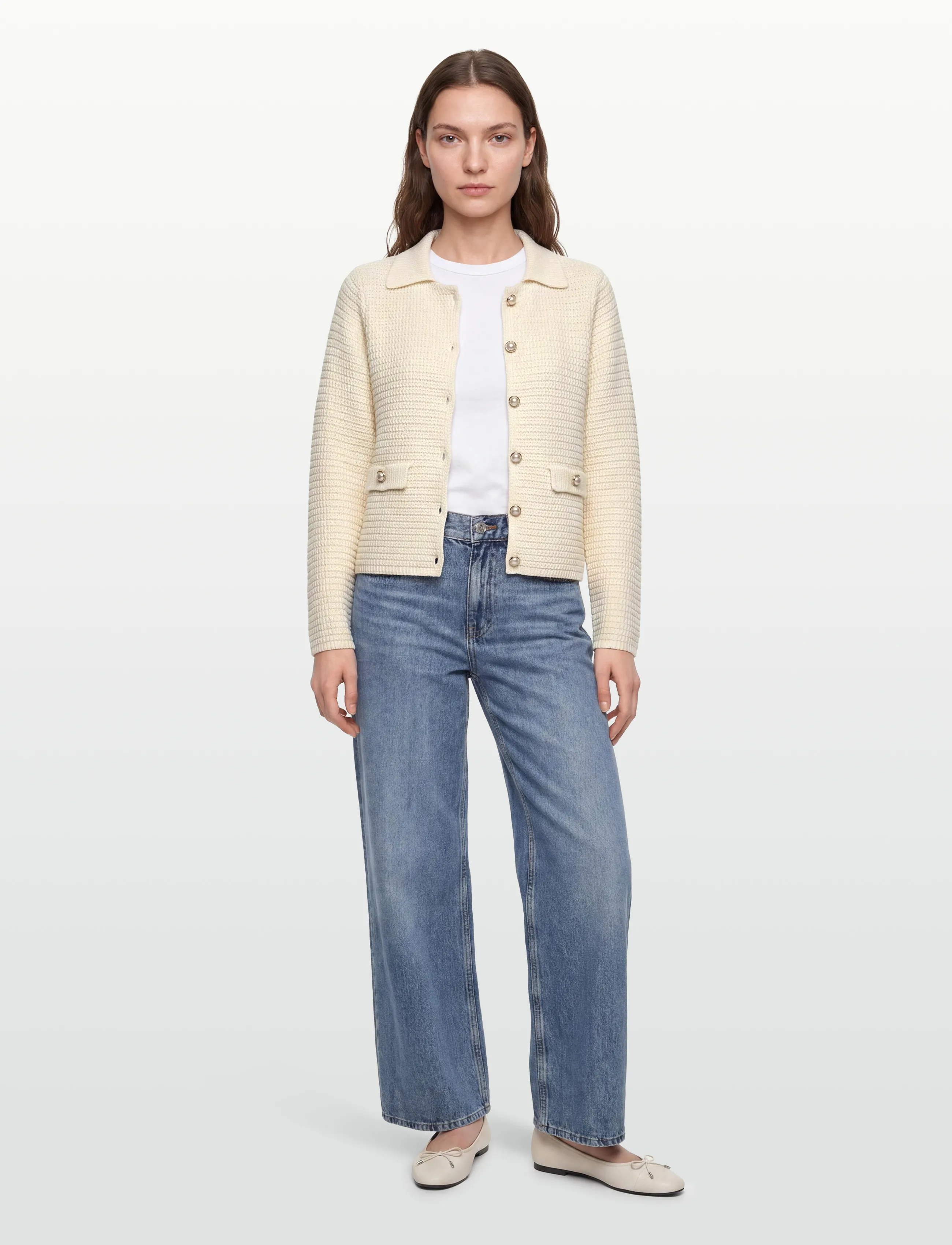 Rosemunde RWEmilie LS Knit Jacket - Kampagne - TURTLEDOVE / cream