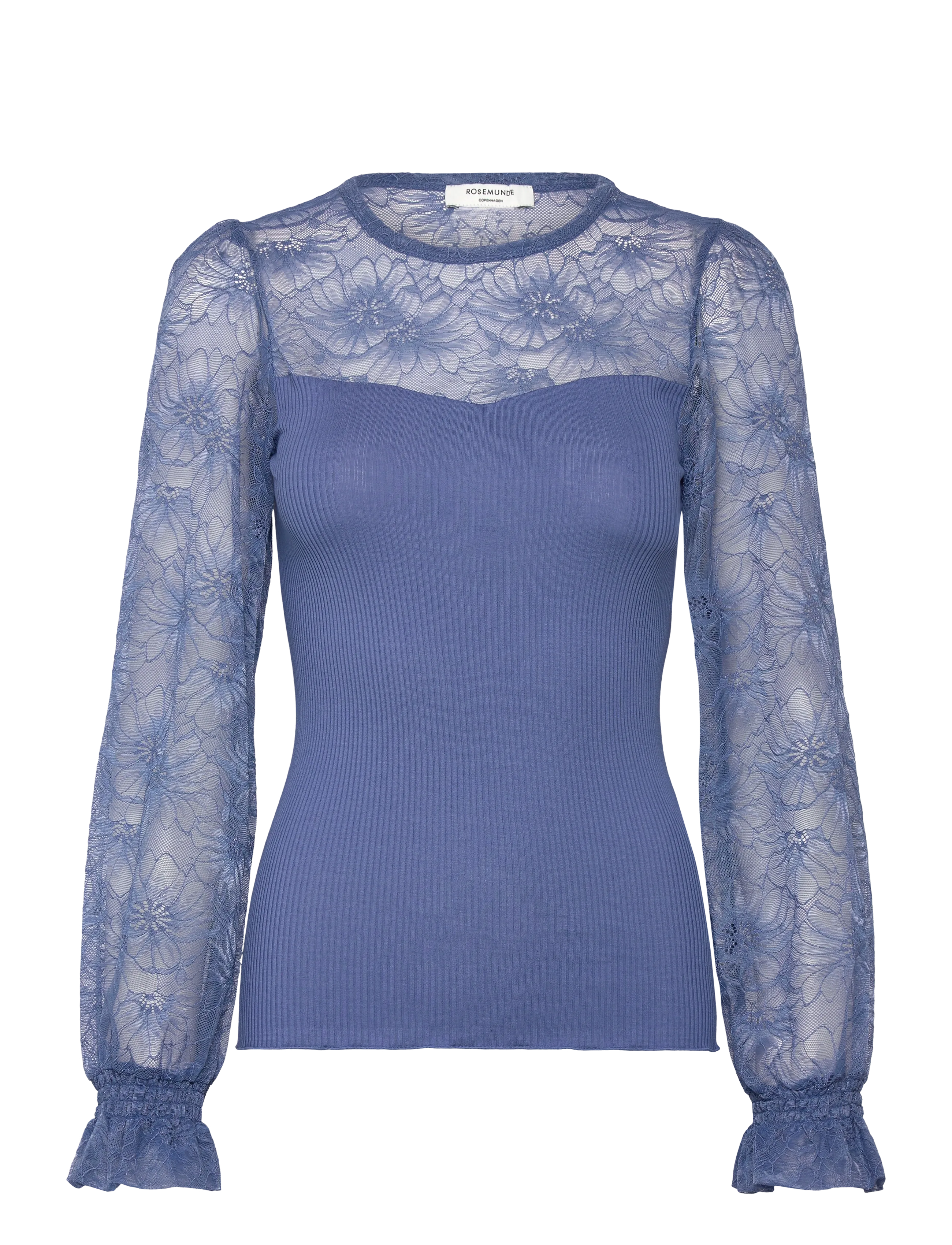 Rosemunde RWBeatha Silk LS Full Lace T-shirt - Langærmede bluser - DUTCH BLUE / blue