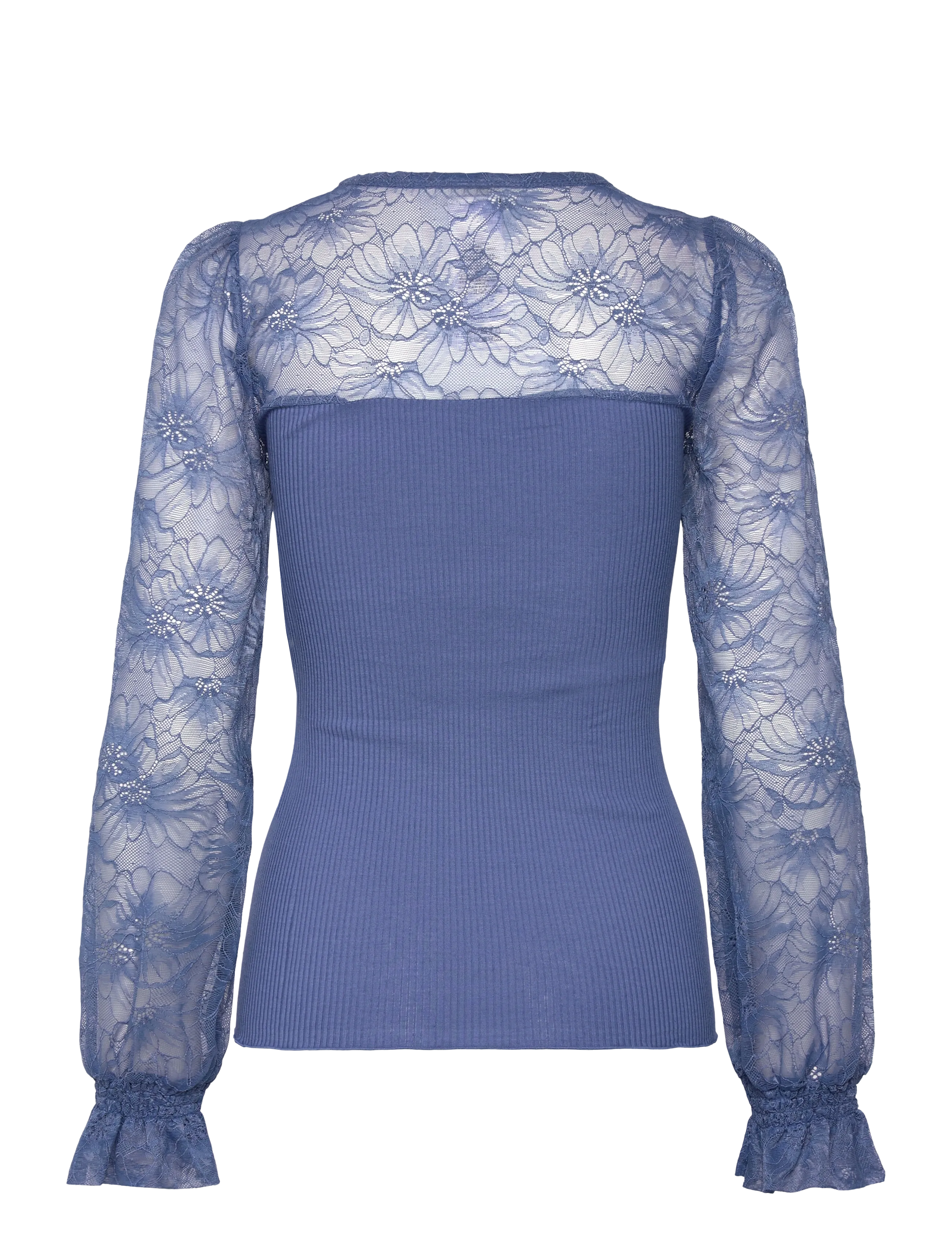 Rosemunde - RWBeatha Silk LS Full Lace T-shirt - pikkade varrukatega pluusid - dutch blue - 2