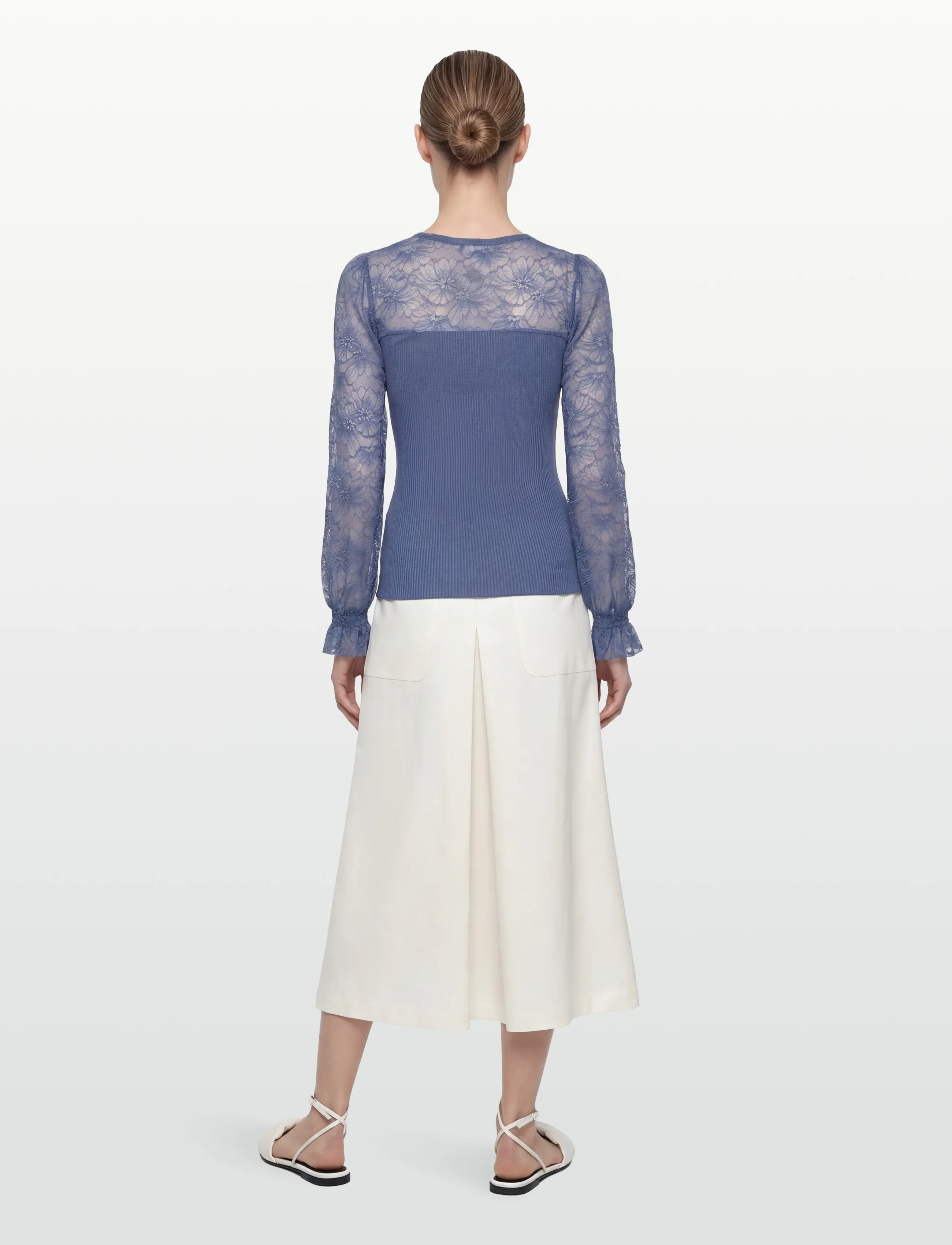 Rosemunde - RWBeatha Silk LS Full Lace T-shirt - pikkade varrukatega pluusid - dutch blue - 4
