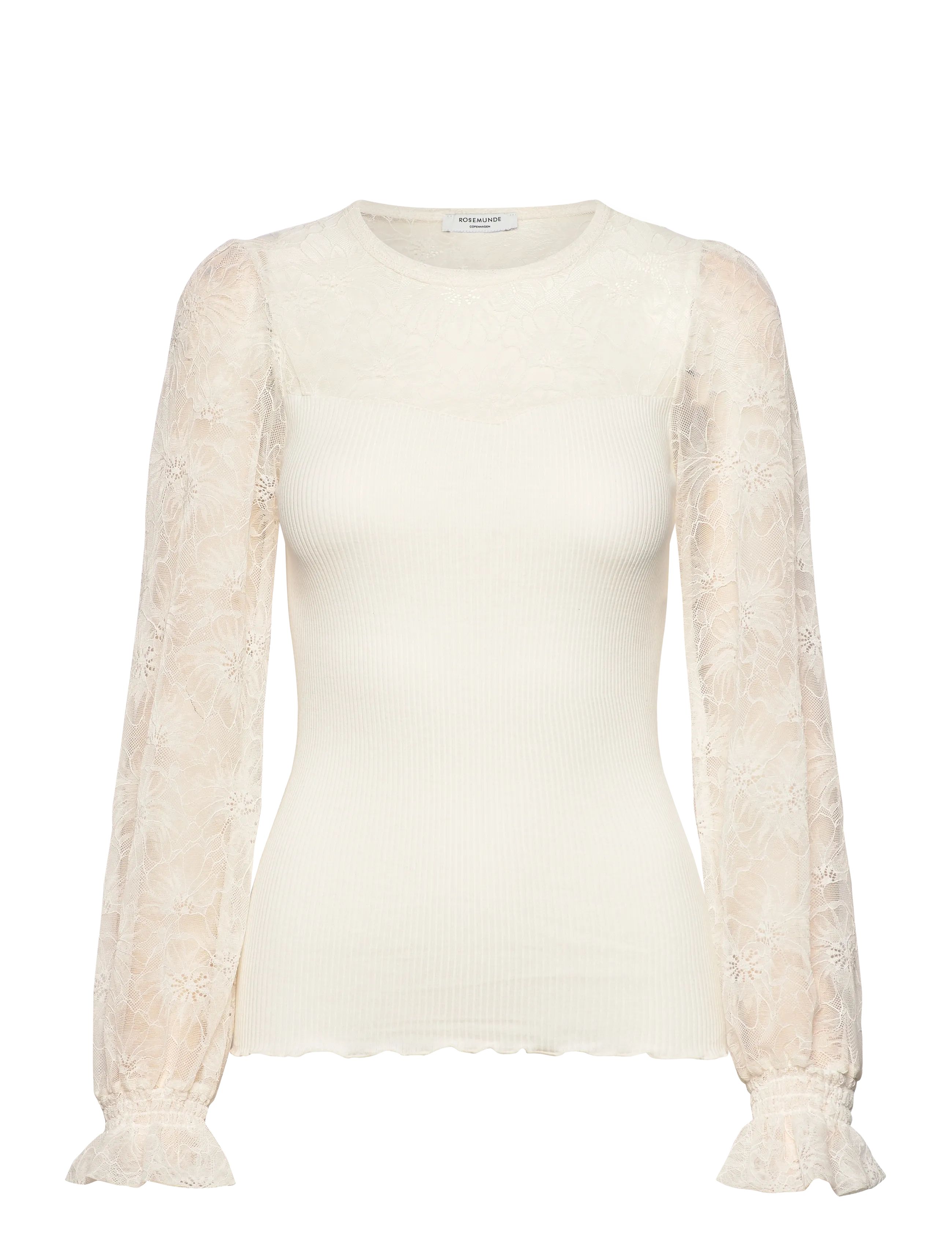 Rosemunde RWBeatha Silk LS Full Lace T-shirt - Bluser - IVORY / cream