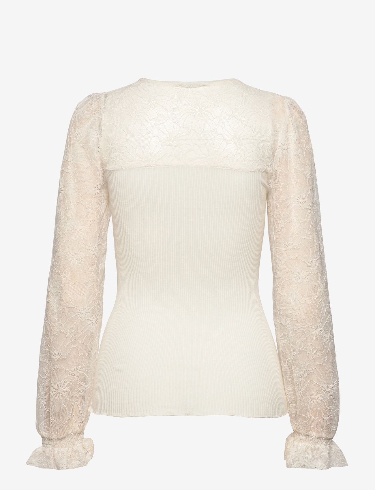 Rosemunde - RWBeatha Silk LS Full Lace T-shirt - long sleeved blouses - ivory - 2