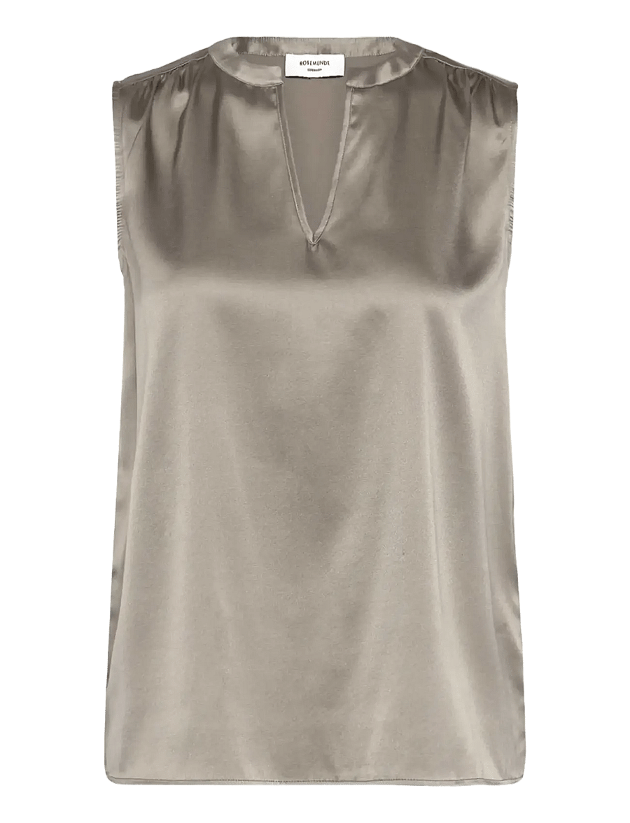 Rosemunde - RWJade Silk SL Top - sleeveless blouses - dried sage - 1