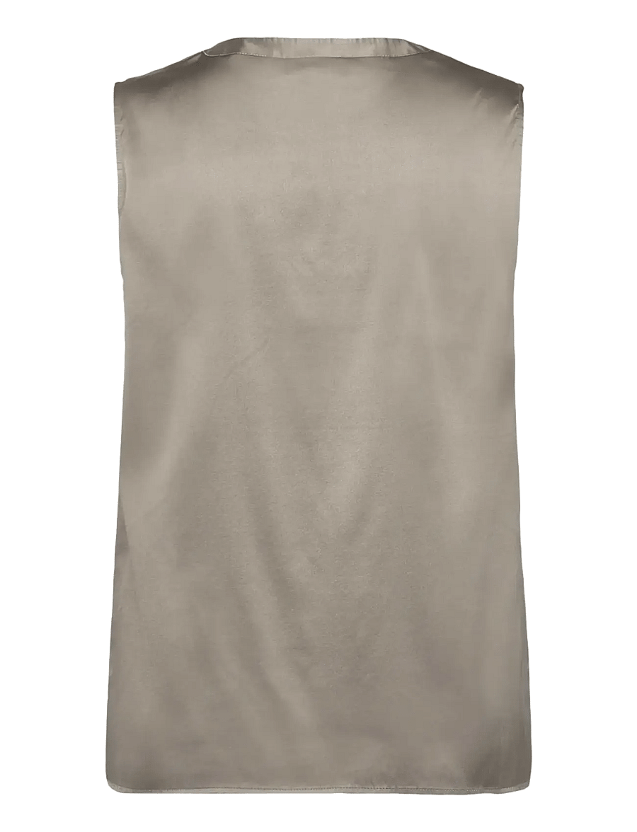 Rosemunde - RWJade Silk SL Top - sleeveless blouses - dried sage - 2
