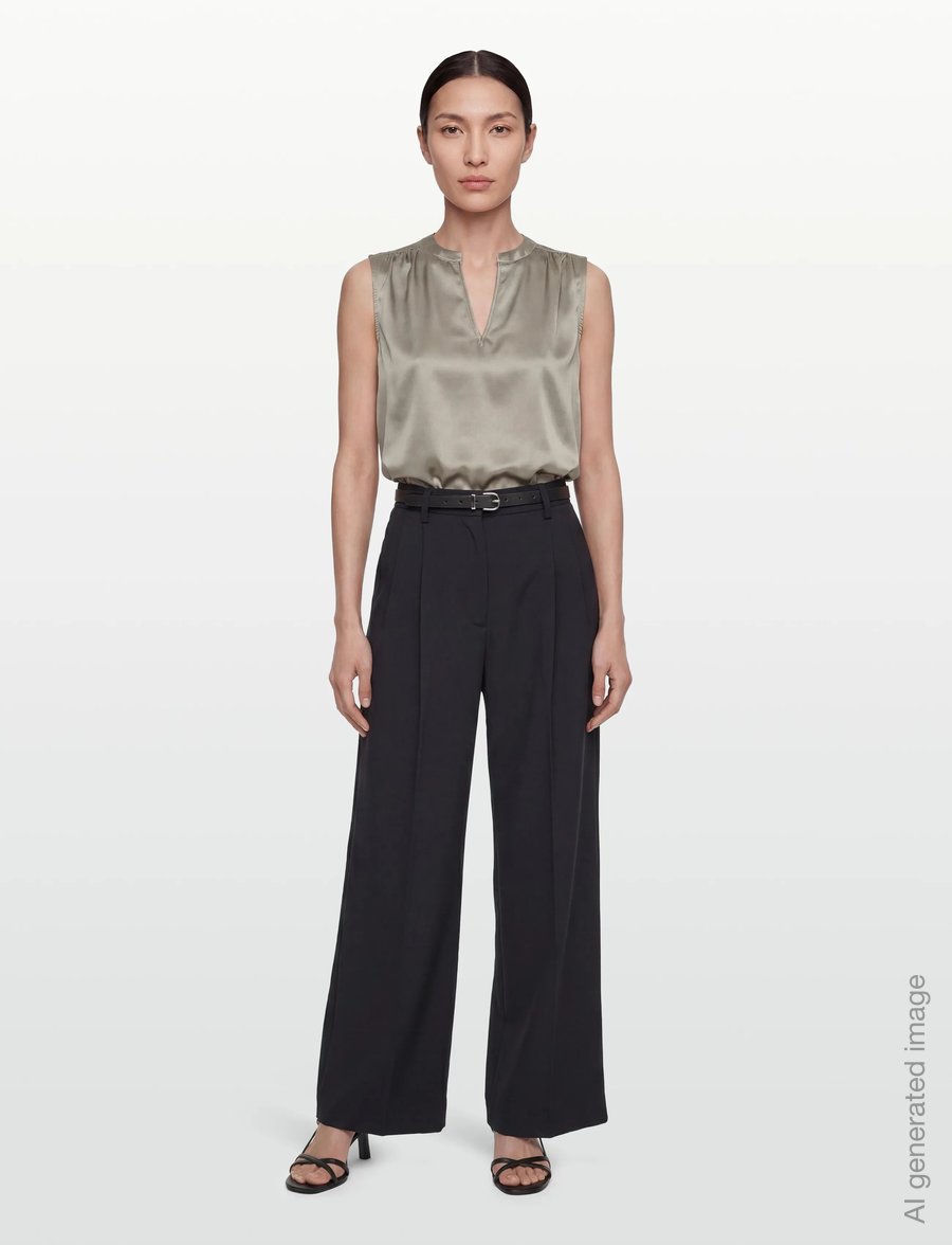 Rosemunde - RWJade Silk SL Top - sleeveless blouses - dried sage - 0