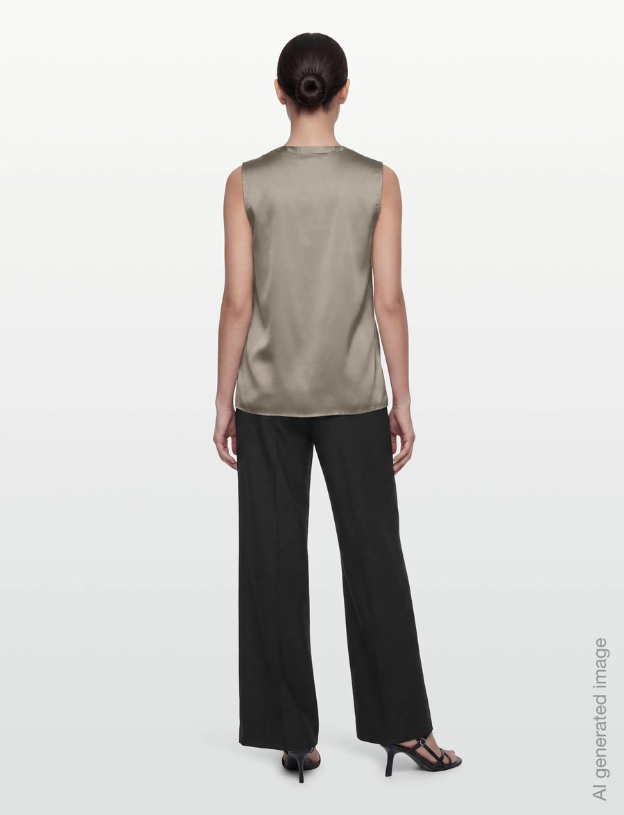Rosemunde - RWJade Silk SL Top - sleeveless blouses - dried sage - 4