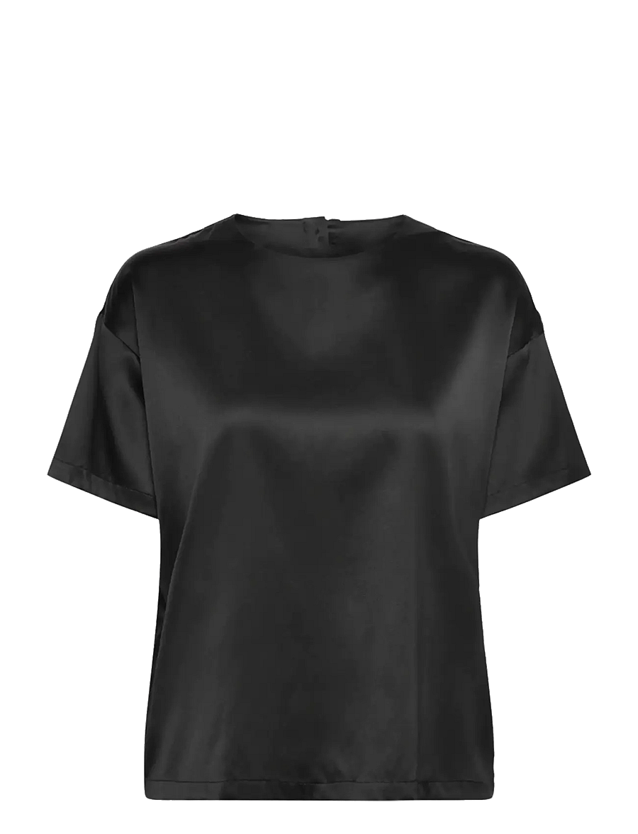 Rosemunde - RWJade Silk SS Loose Blouse - kurzärmelige blusen - black - 1