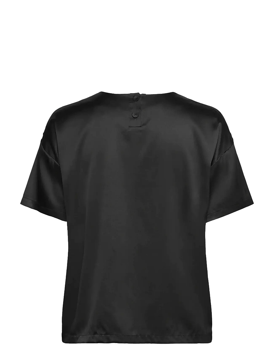 Rosemunde - RWJade Silk SS Loose Blouse - kurzärmelige blusen - black - 2