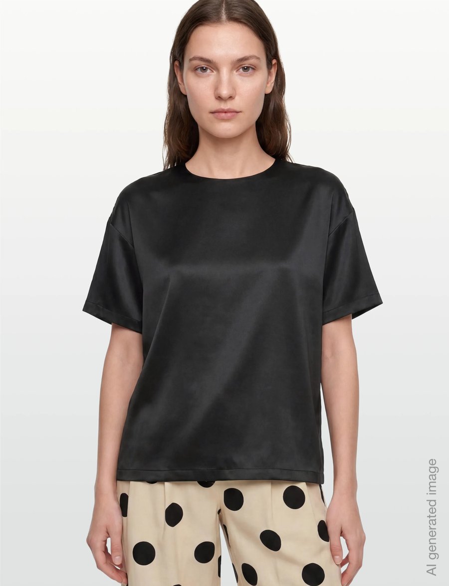 Rosemunde - RWJade Silk SS Loose Blouse - kurzärmelige blusen - black - 3