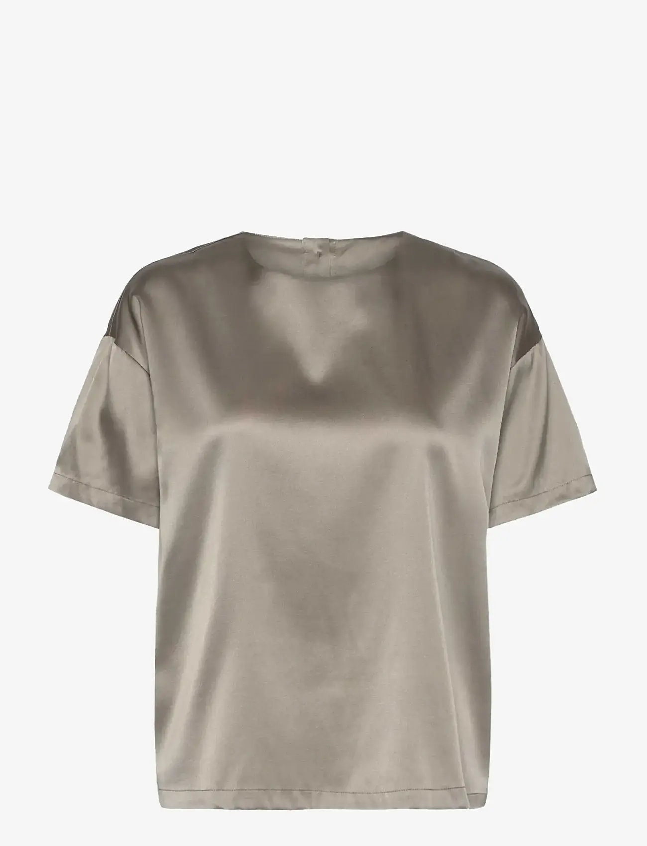 Rosemunde - RWJade Silk SS Loose Blouse - kortærmede bluser - dried sage - 1