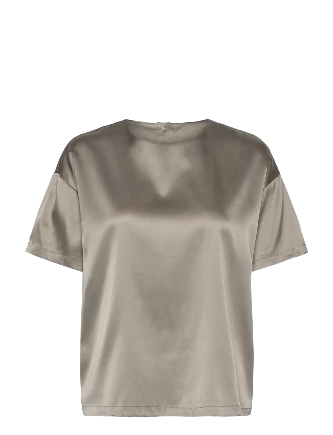 Rosemunde RWJade Silk SS Loose Blouse - Bluser & Skjorter - DRIED SAGE / khaki/green