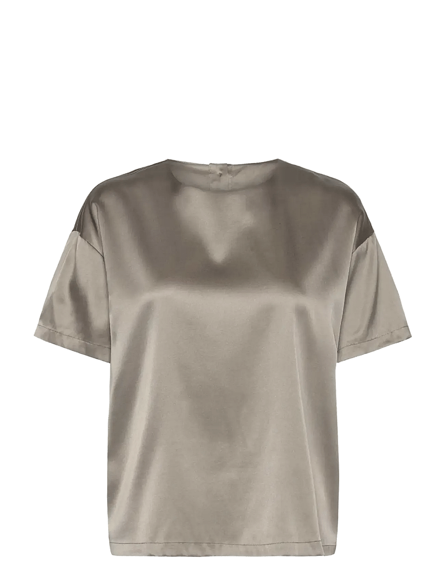 Rosemunde - RWJade Silk SS Loose Blouse - kurzärmelige blusen - dried sage - 1