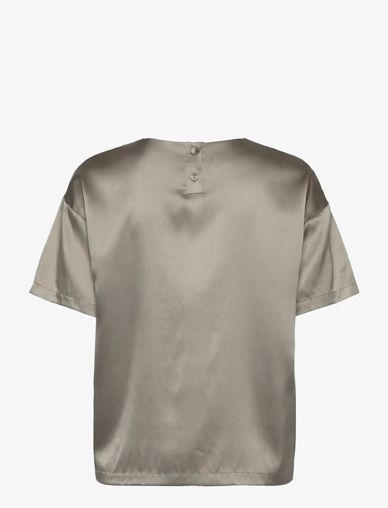Rosemunde - RWJade Silk SS Loose Blouse - kortærmede bluser - dried sage - 2