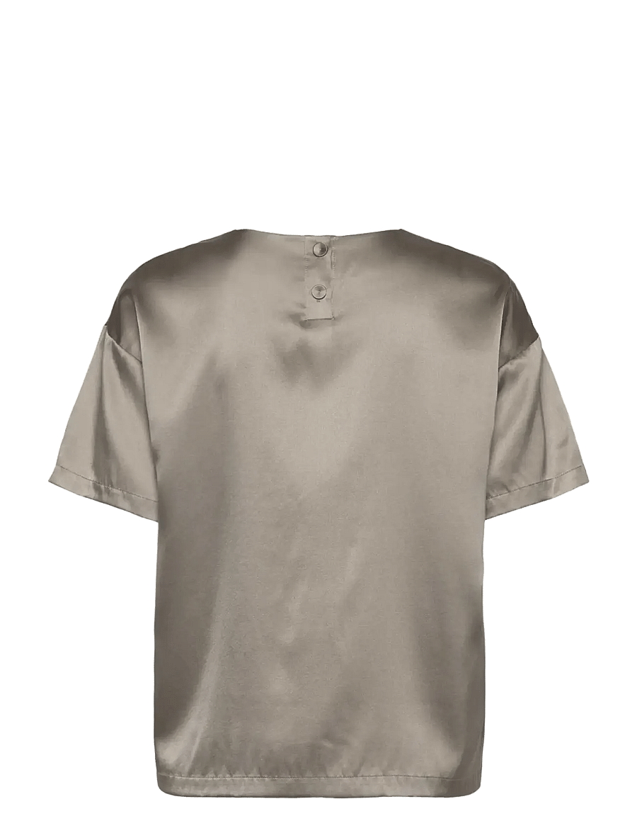Rosemunde - RWJade Silk SS Loose Blouse - kurzärmelige blusen - dried sage - 2