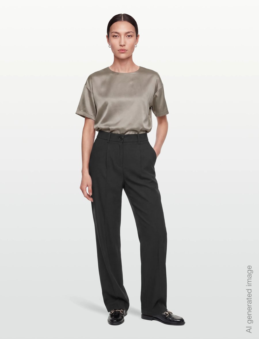 Rosemunde - RWJade Silk SS Loose Blouse - kurzärmelige blusen - dried sage - 0
