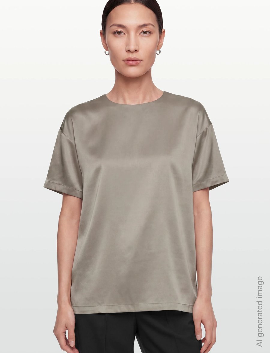 Rosemunde - RWJade Silk SS Loose Blouse - kurzärmelige blusen - dried sage - 3