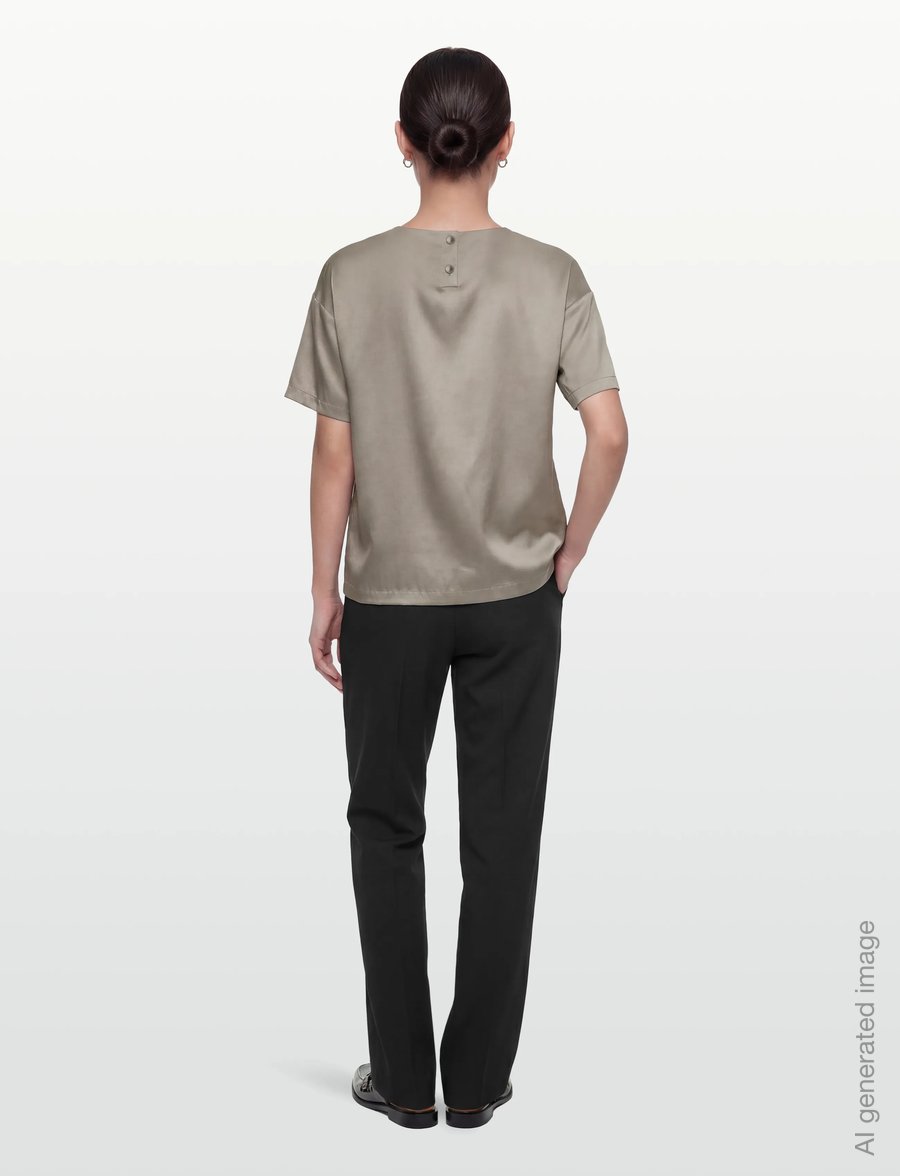 Rosemunde - RWJade Silk SS Loose Blouse - kurzärmelige blusen - dried sage - 4