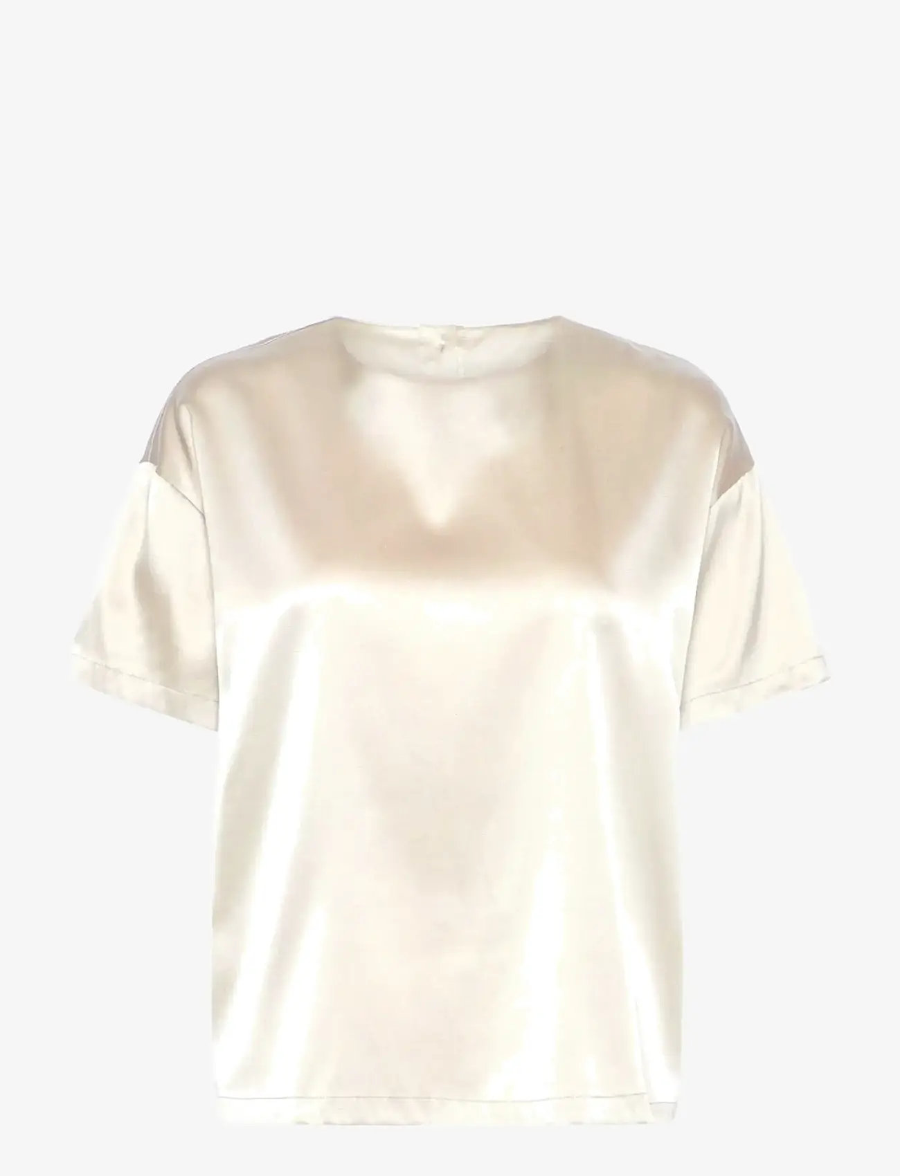 Rosemunde - RWJade Silk SS Loose Blouse - kortærmede bluser - ivory - 0