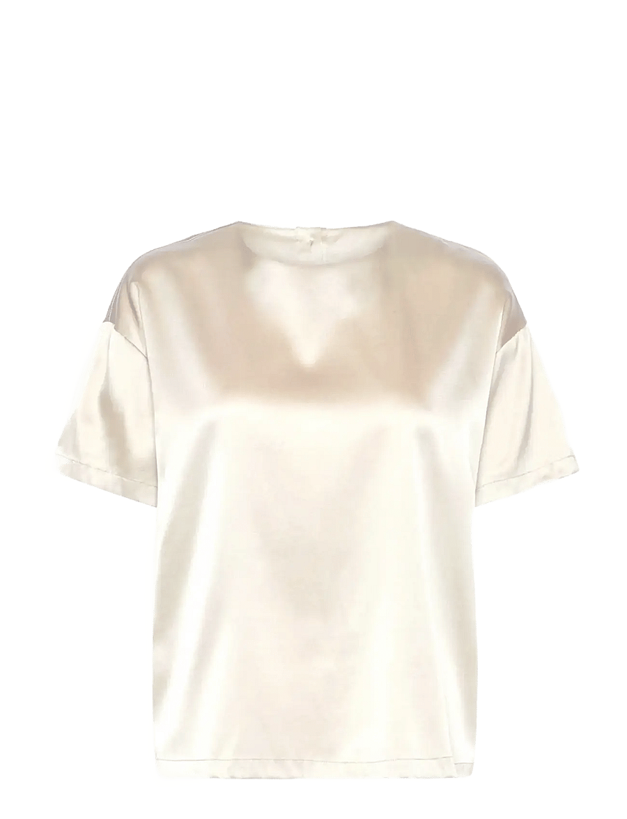 Rosemunde - RWJade Silk SS Loose Blouse - lühikeste varrukatega pluusid - ivory - 0