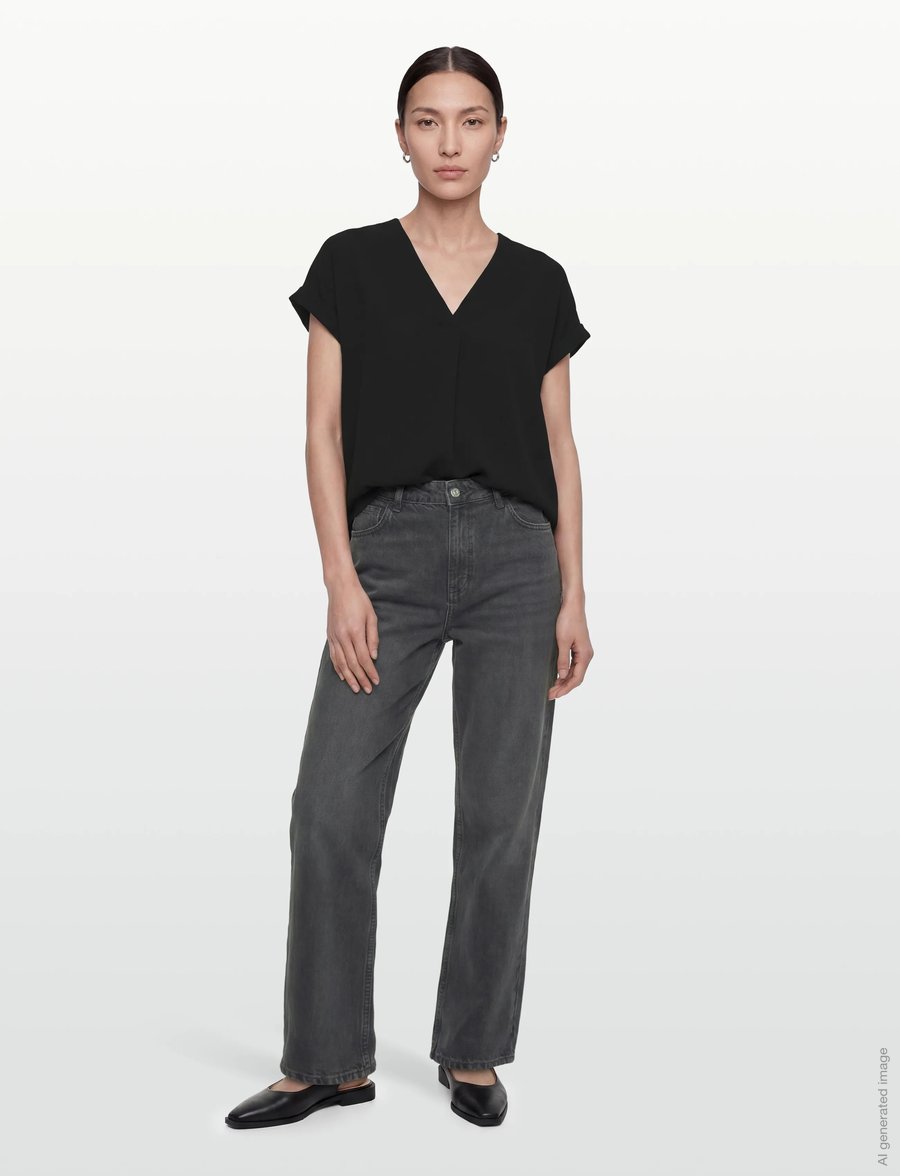 Rosemunde - RWRaya SL Blouse - kurzärmelige blusen - black - 0
