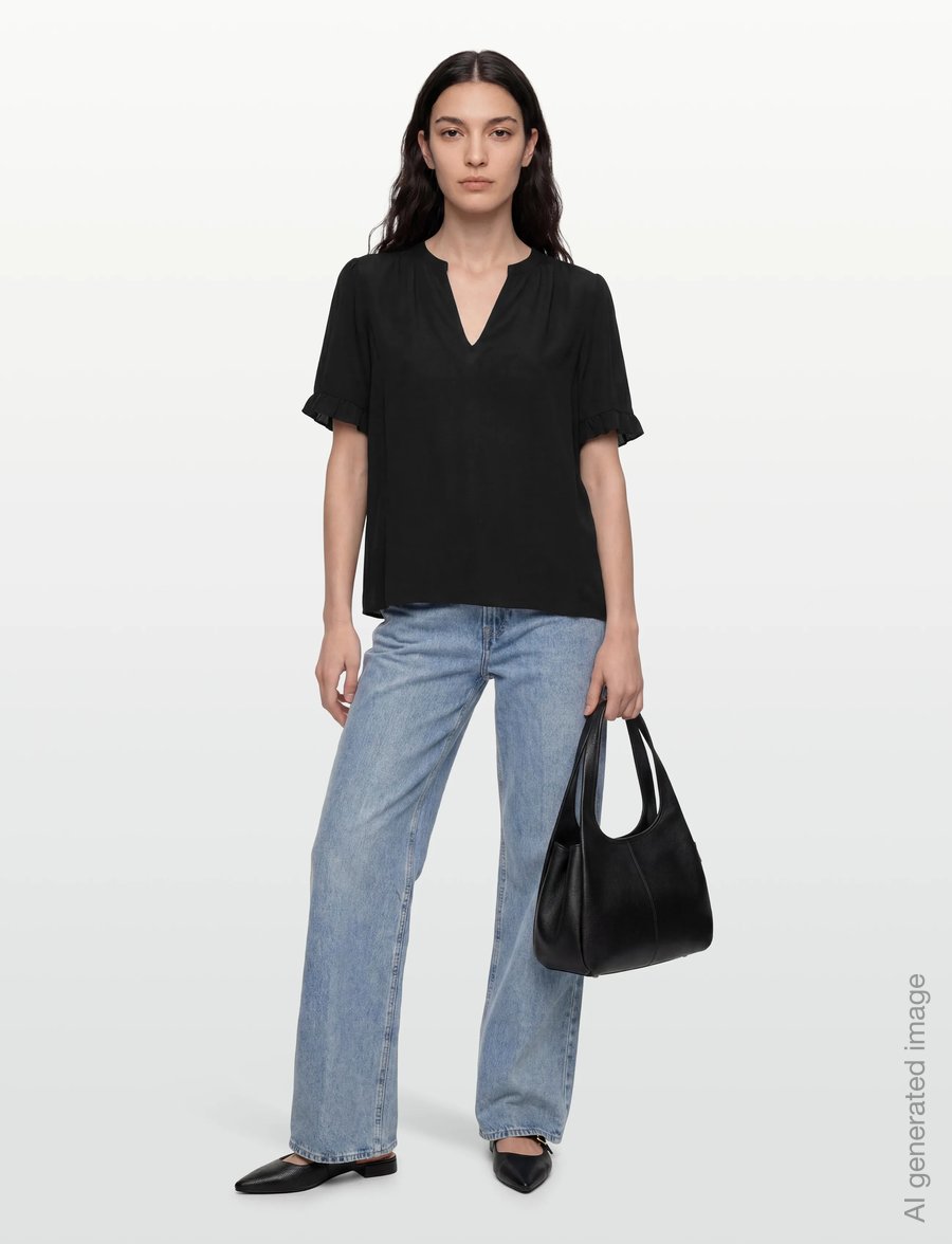 Rosemunde - RWRaya SS Blouse - kortærmede bluser - black - 0