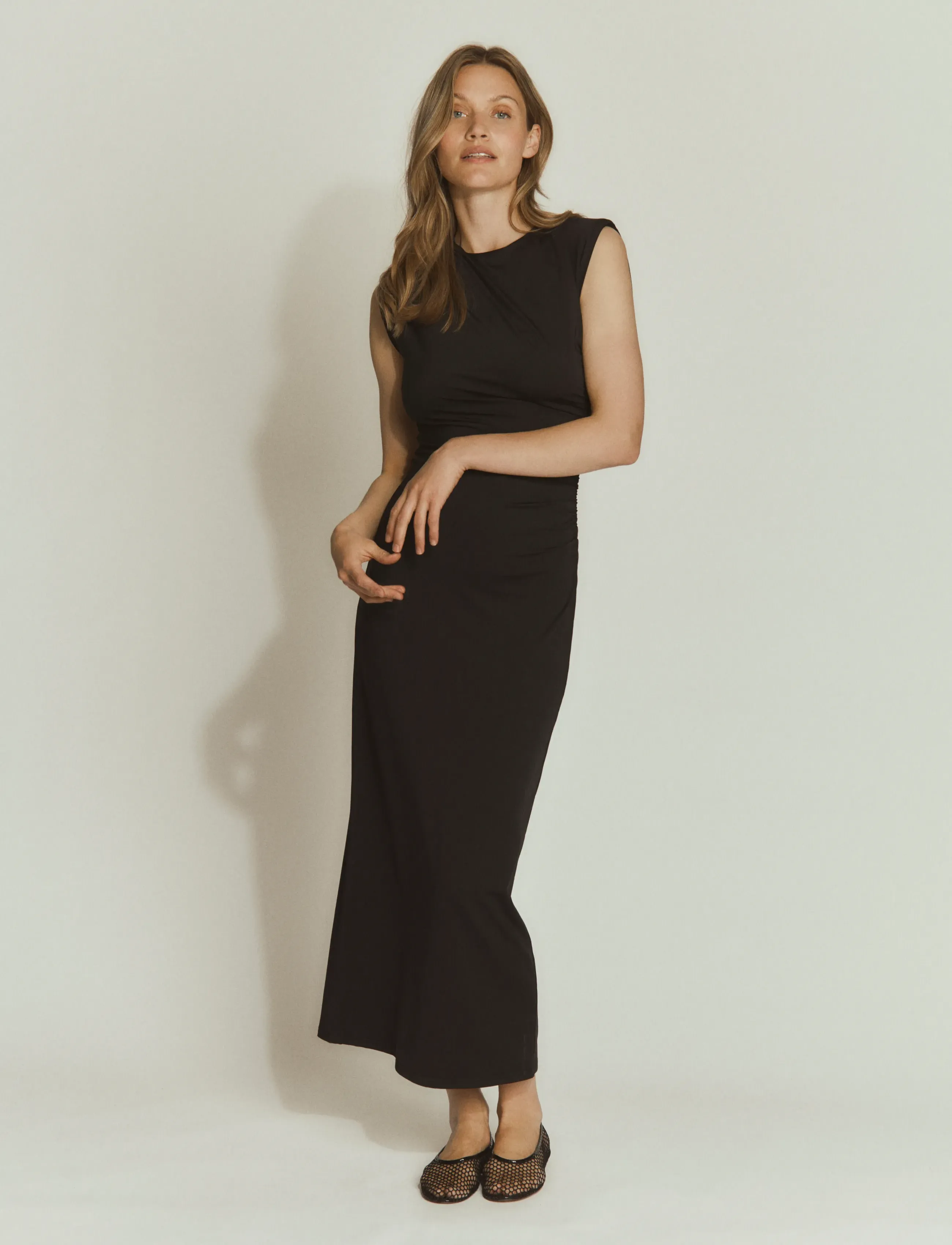 Rosemunde RWBillie SL Drape Long Dress - Tøj - BLACK / black
