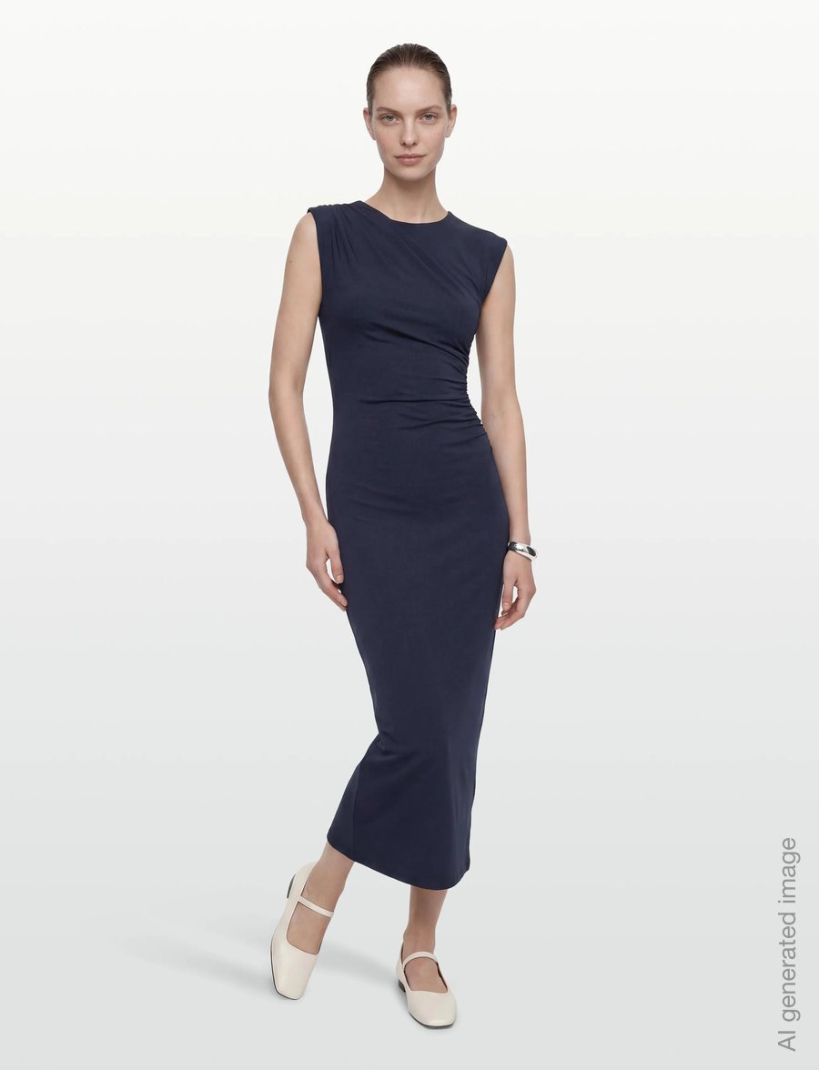 Rosemunde - RWBillie SL Drape Long Dress - liibuvad kleidid - dark blue - 0