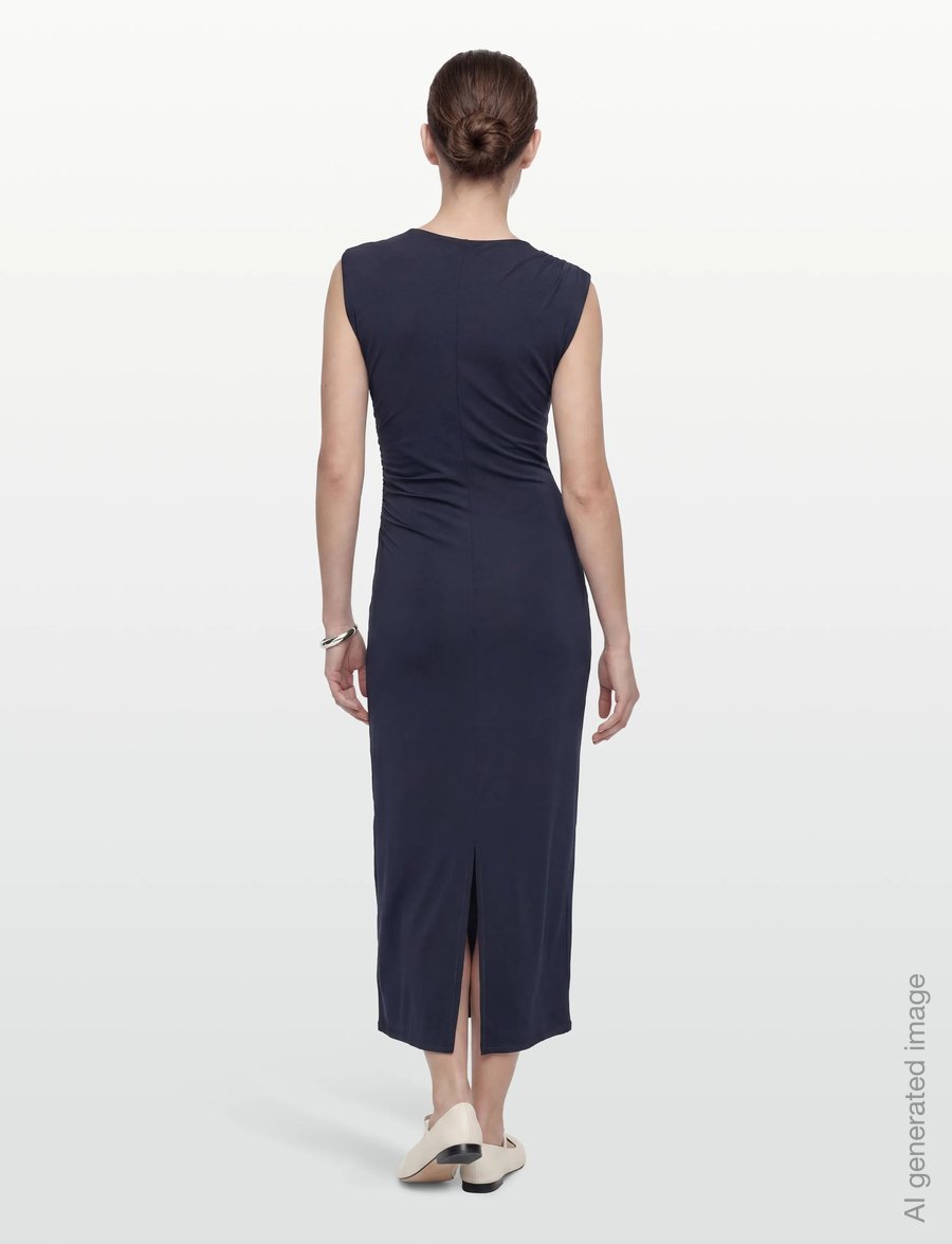 Rosemunde - RWBillie SL Drape Long Dress - liibuvad kleidid - dark blue - 4