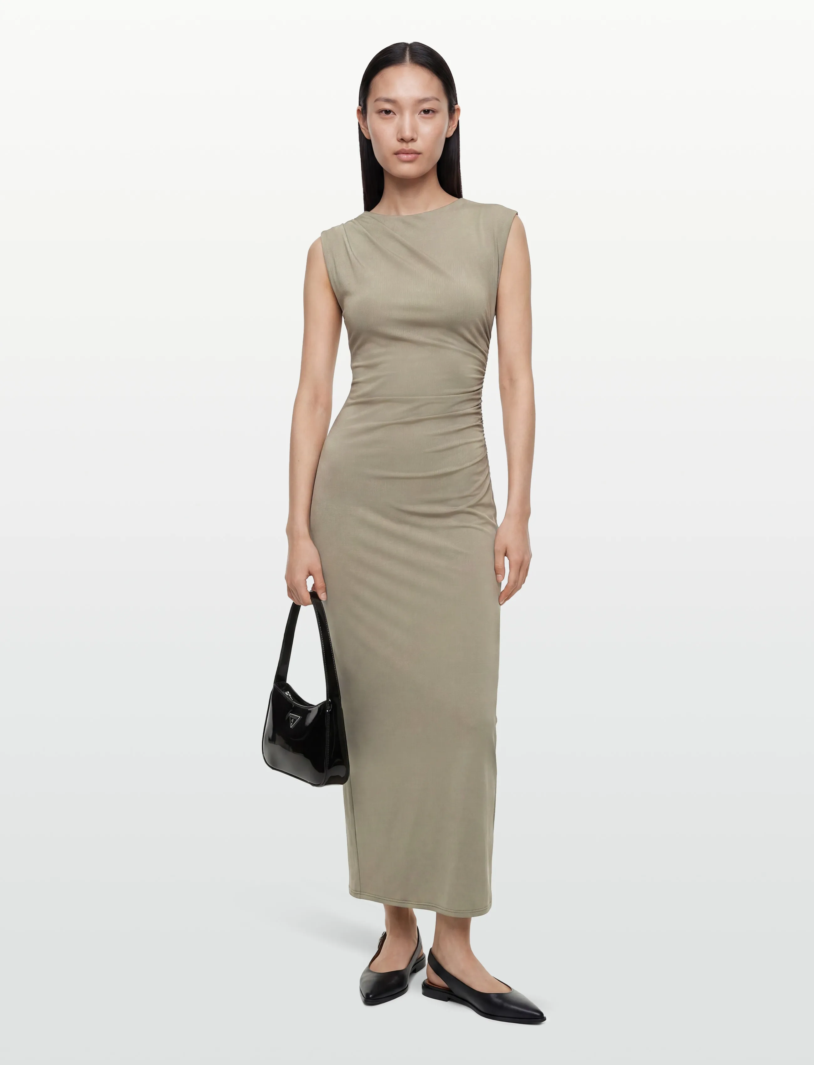 Rosemunde RWBillie SL Drape Long Dress - Drabužiai - DRIED SAGE / khaki/green